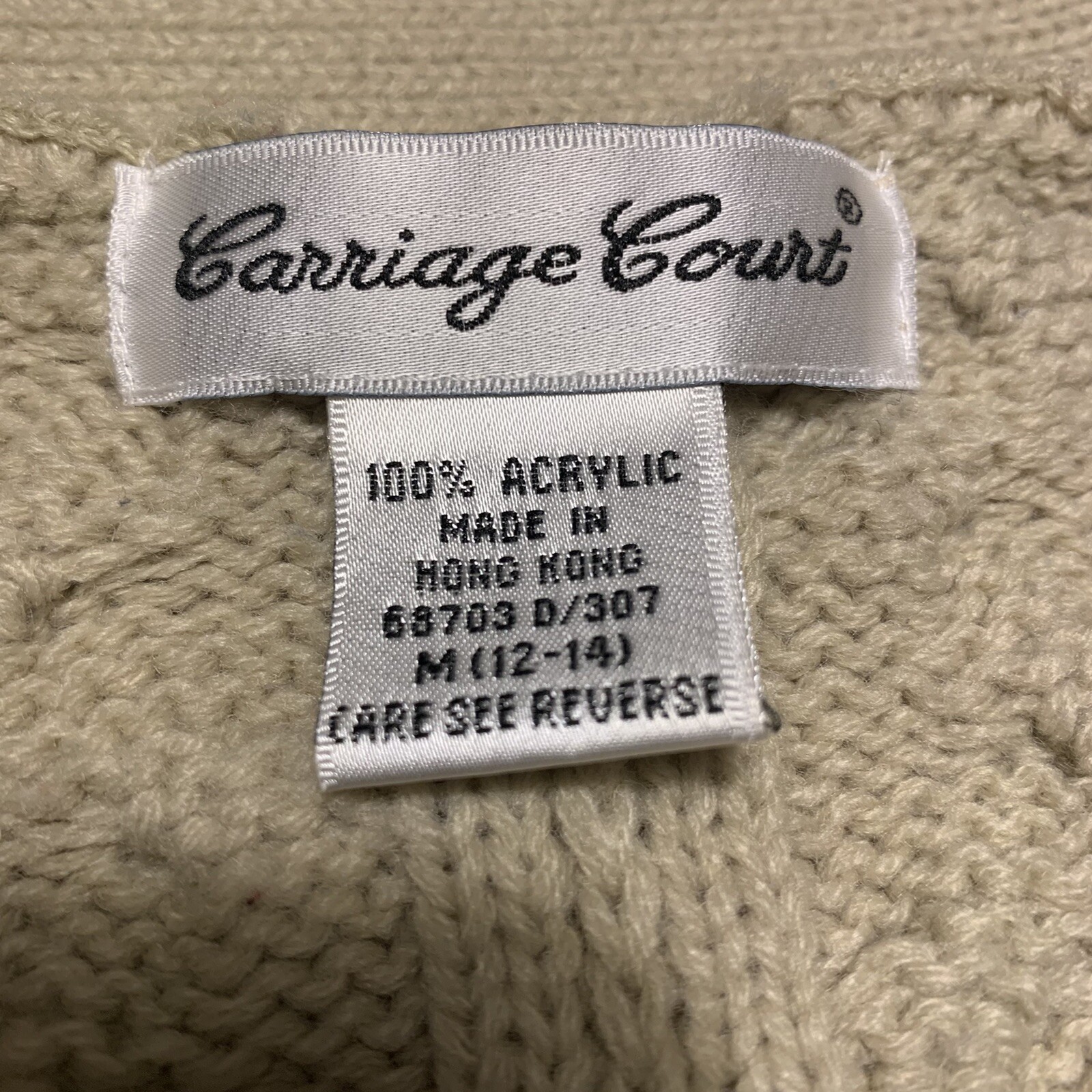 Vtg Womens Cable Knit V-Neck Sweater Vest Size M (12-14) Tan Grandma Core