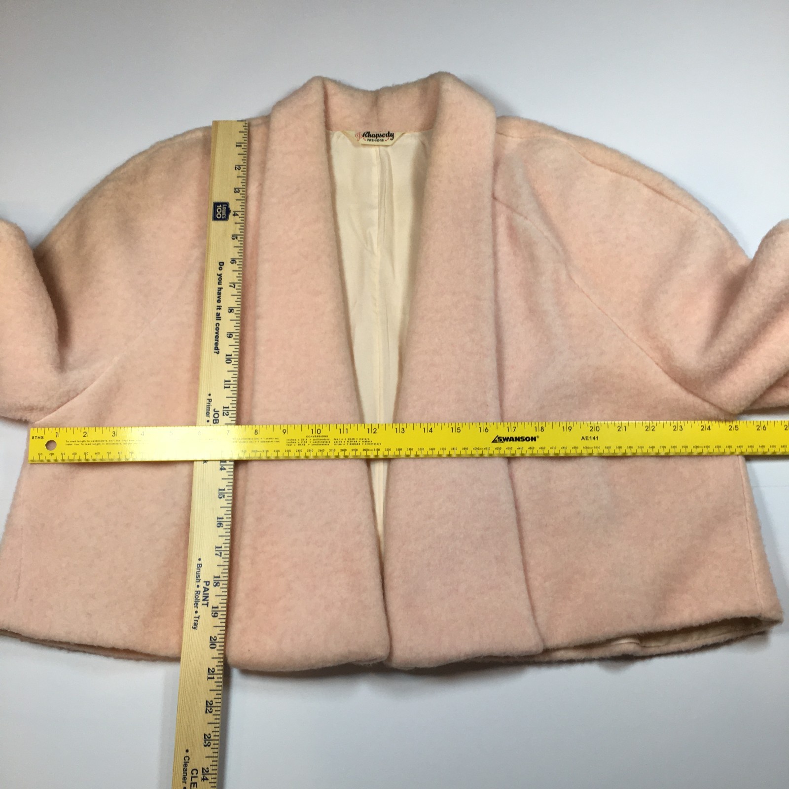 Vintage Pink Bolero Rhapsody Womens Shrug Cropped Jacket 1960s Style Cuffed