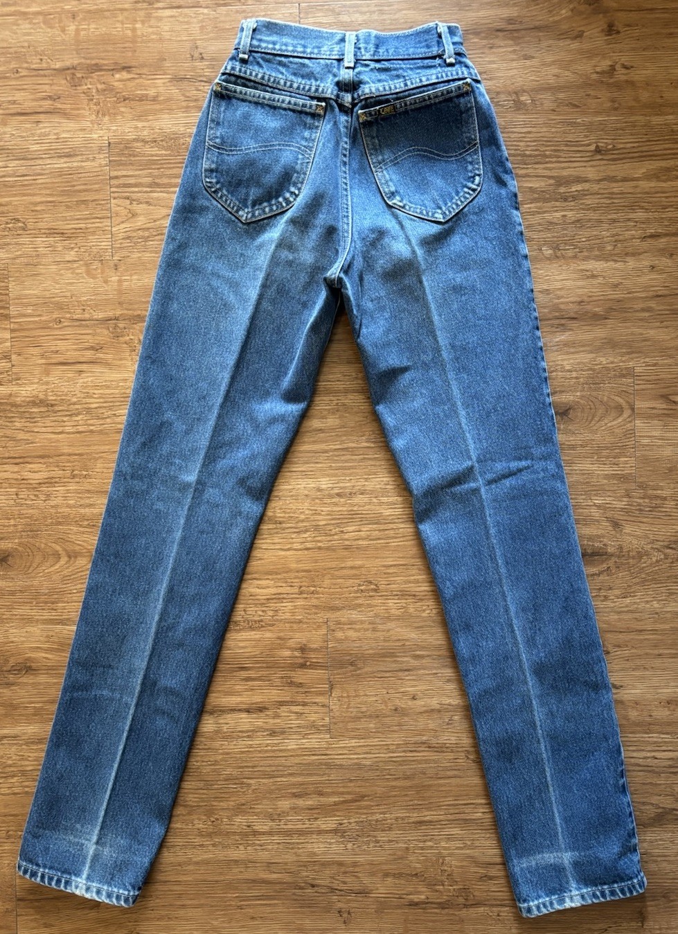 Vintage Union Made Women’s LEE High Waisted Med Wash Straight Sz Jr 5 1970s-80s