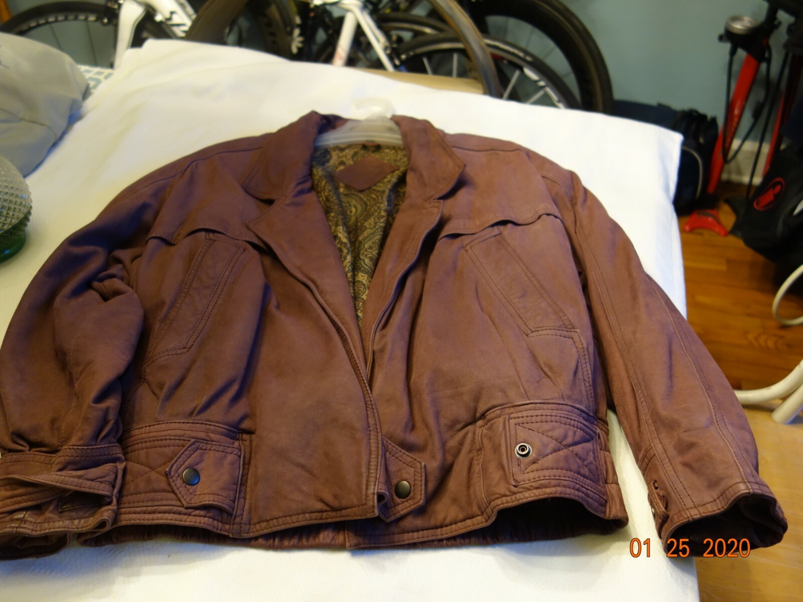 Jaqueline Ferrar Plum Purple Suede Leather Coat Jacket Ladies Size Medium