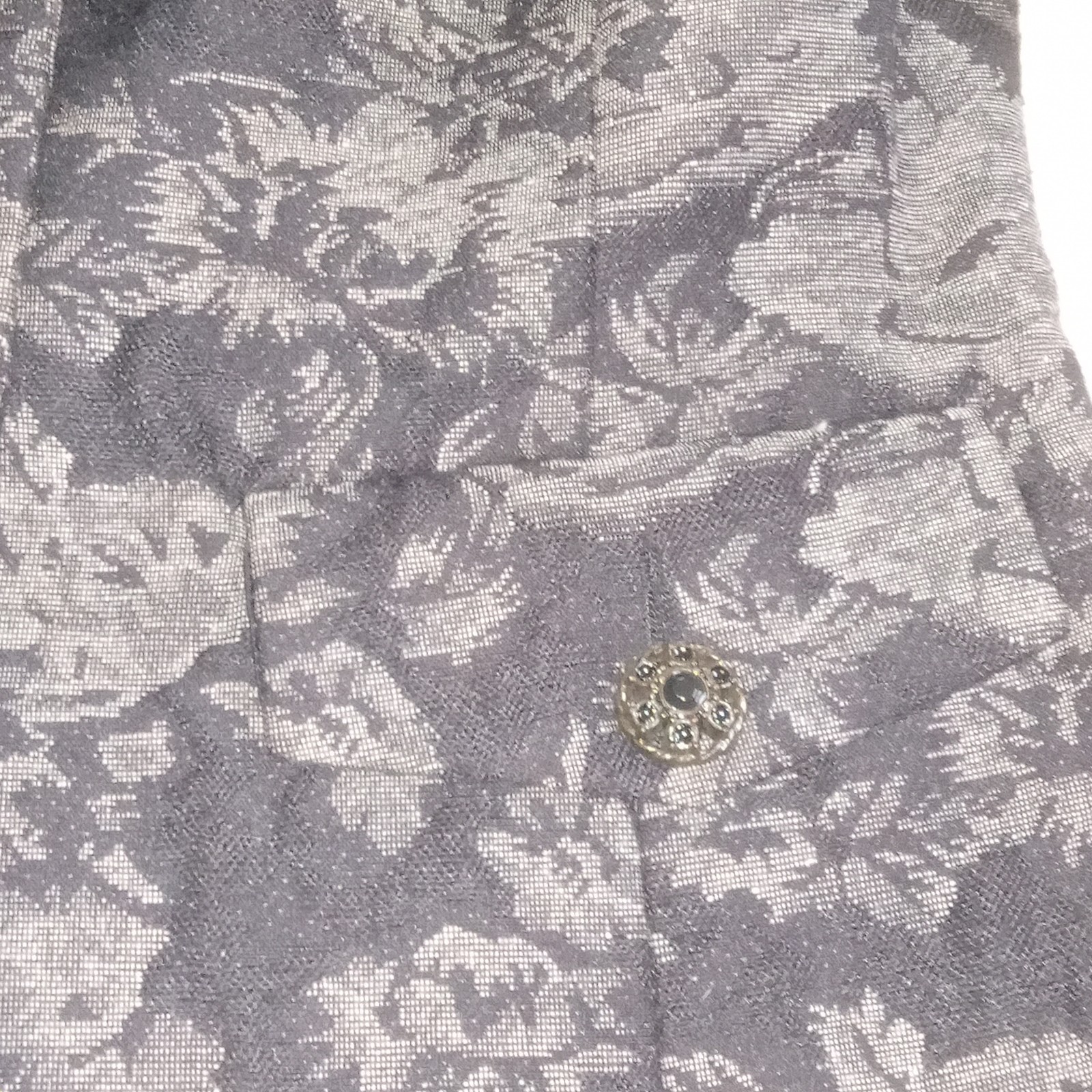 VTG Dress Barn Blazer Black Silver Floral Brocade Jacquard Sz 6 Filigree Buttons