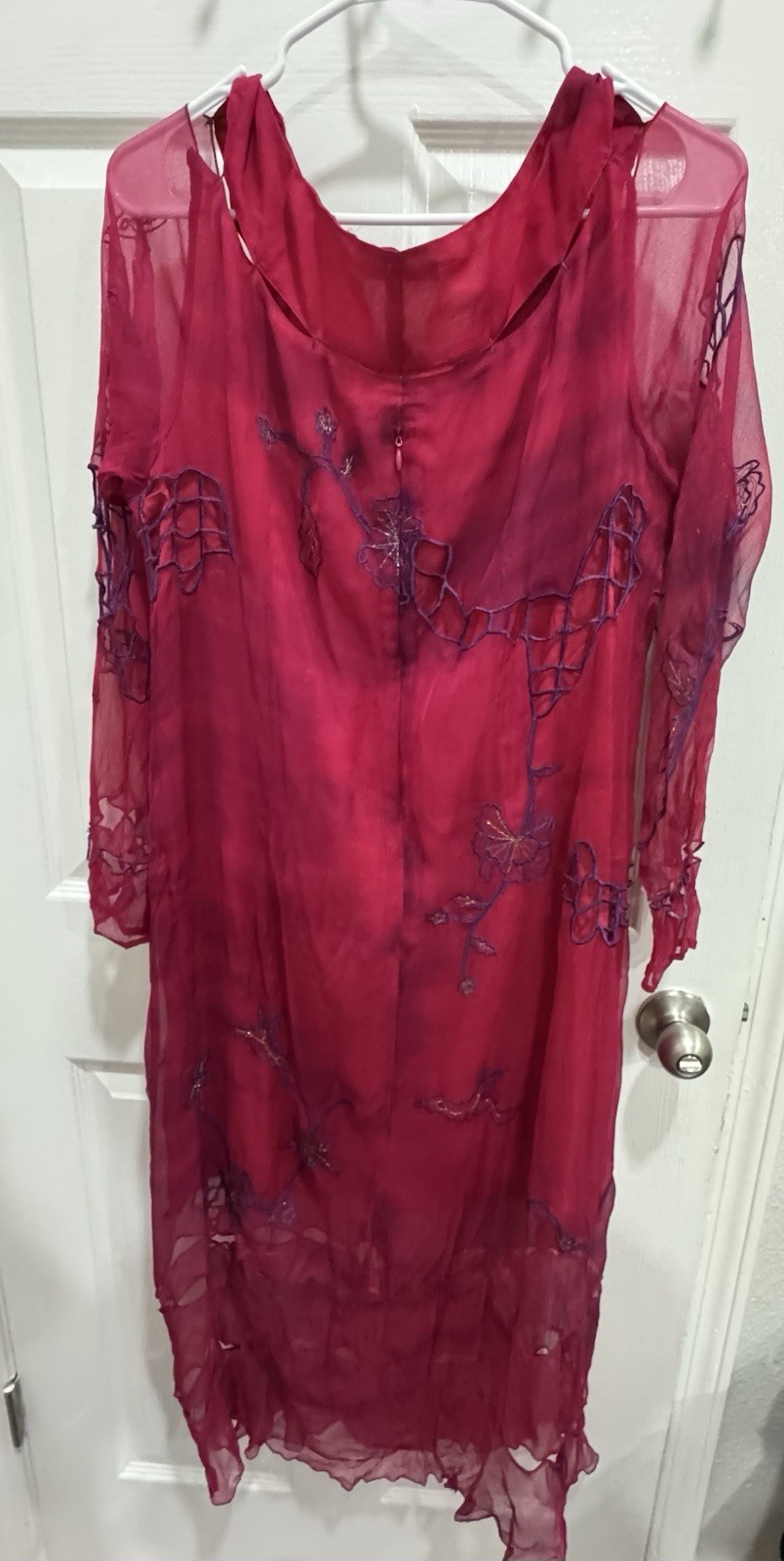 Nataya Victorian Titanic Tea Party Embroidered Mesh Dress Pink Rayon XL