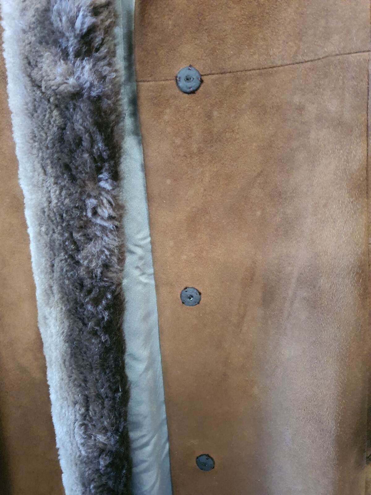 Vintage Lisal Melbourne 1970s Afghan Suede Coat with Lambs Wool Cuffs Collar SzS