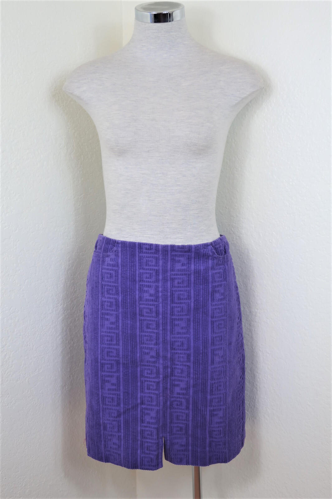 Vintage FENDI Logo Embossed Blue Purple Hip Hop Pencil Skirt Small 36 US 6 4 5 6