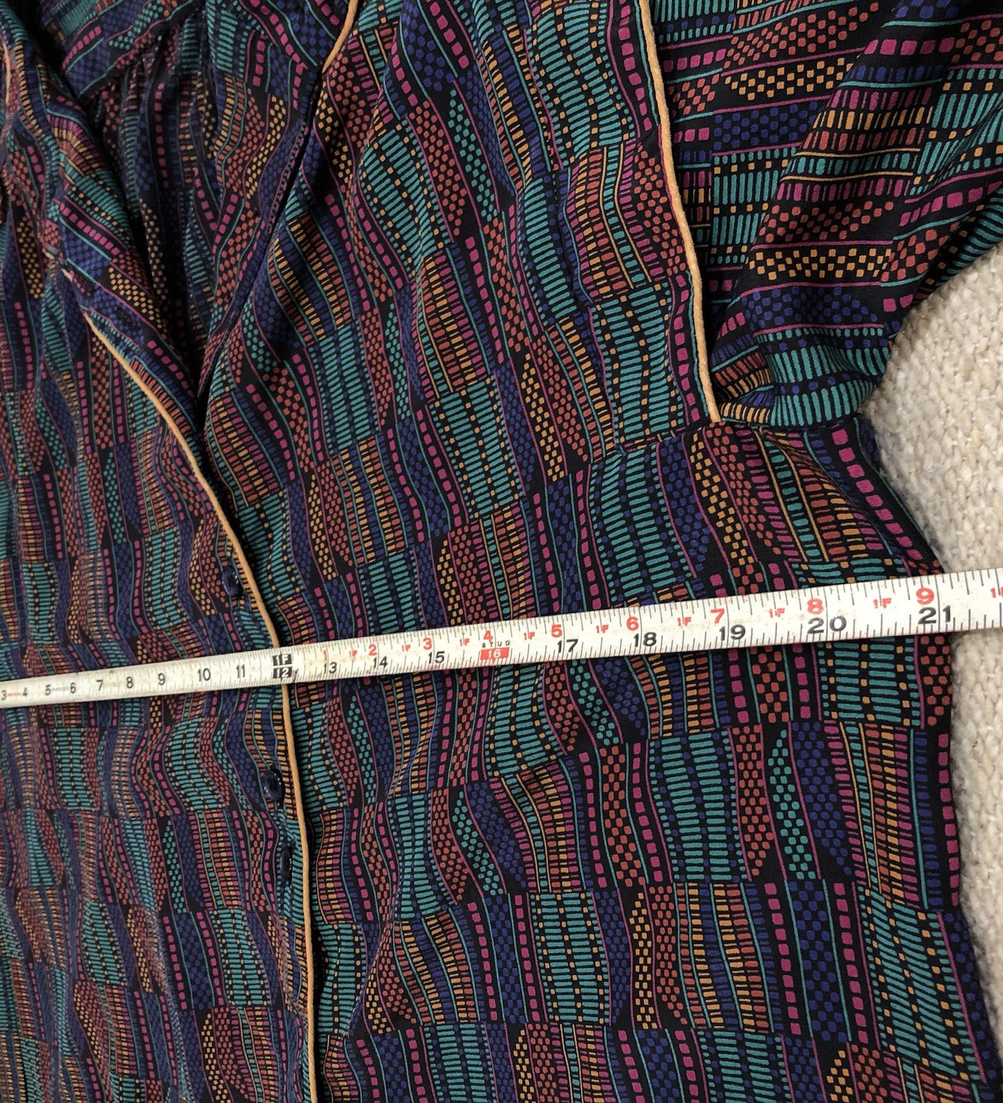 Jaymee Papell Vintage Blouse, 12, Multicolor, Button Accents