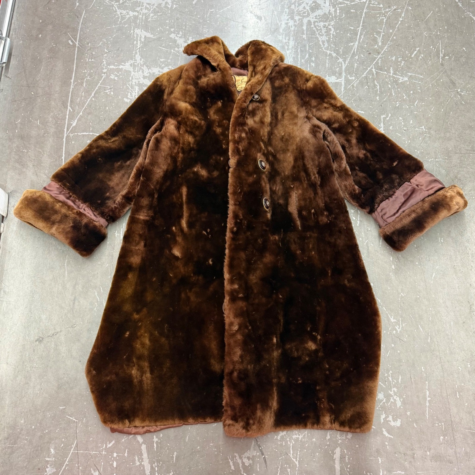 Vintage Sheared Beaver Fur Coat Sellers Gough Brown Swing Coat Women