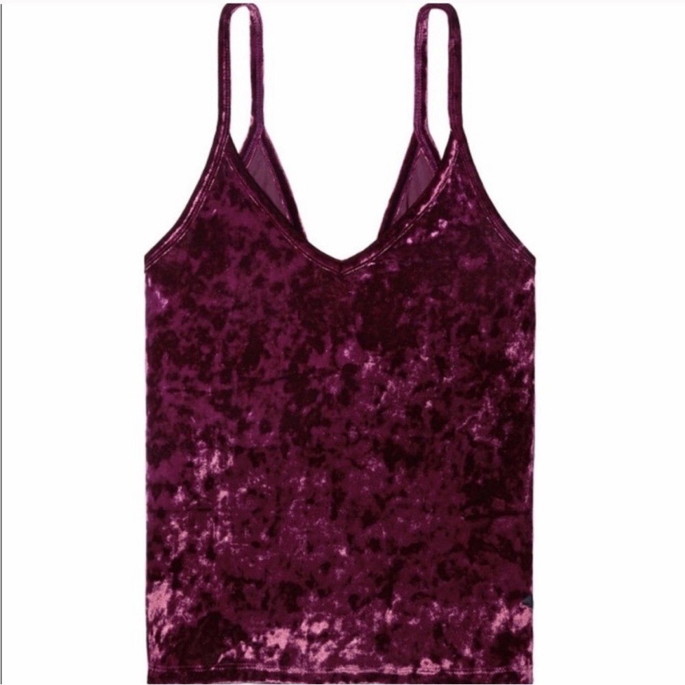 PINK Victoria’s Secret Red Crushed Velvet Camisole Top