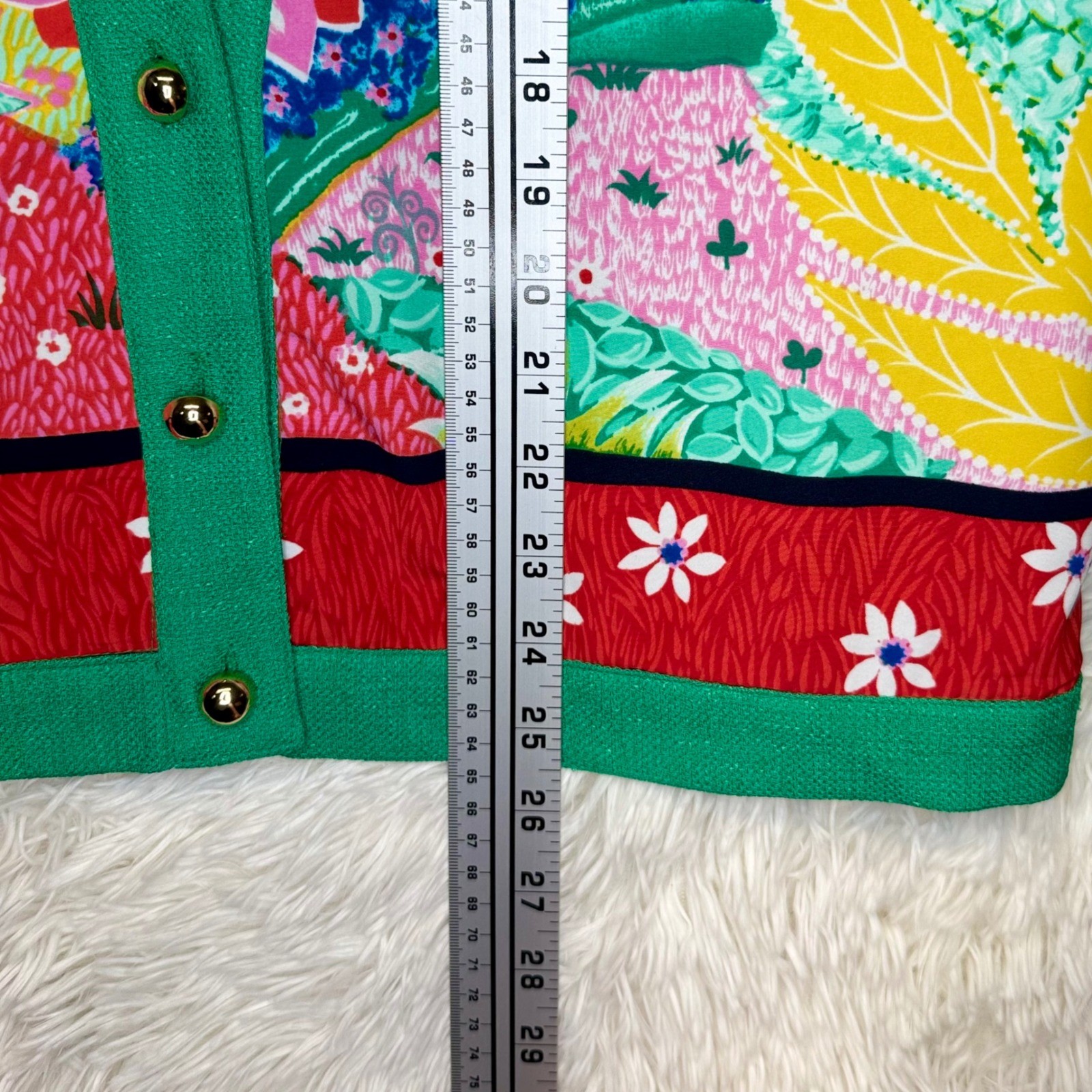 Vintage 80’s Three Flaggs Tropical Bold Floral Cardigan Green Gold Button Sz 6