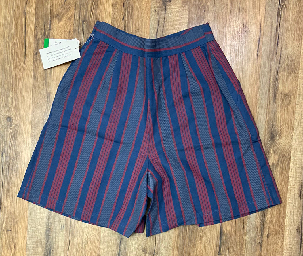 Vintage Happy Legs NWT Blue & Red Striped High Waist Shorts Women’s Size 7