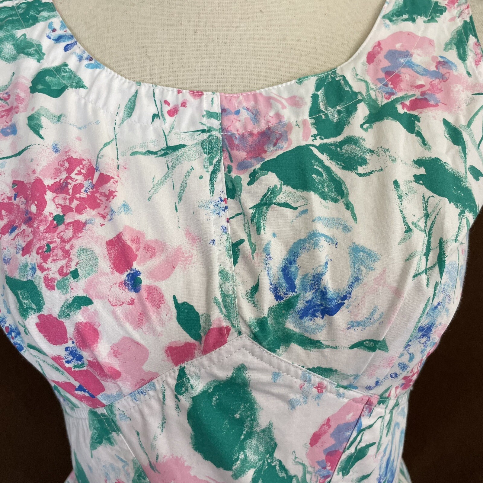 VTG 80’s Summer Peplum Dress 5/6 Floral Cottage Core Womens