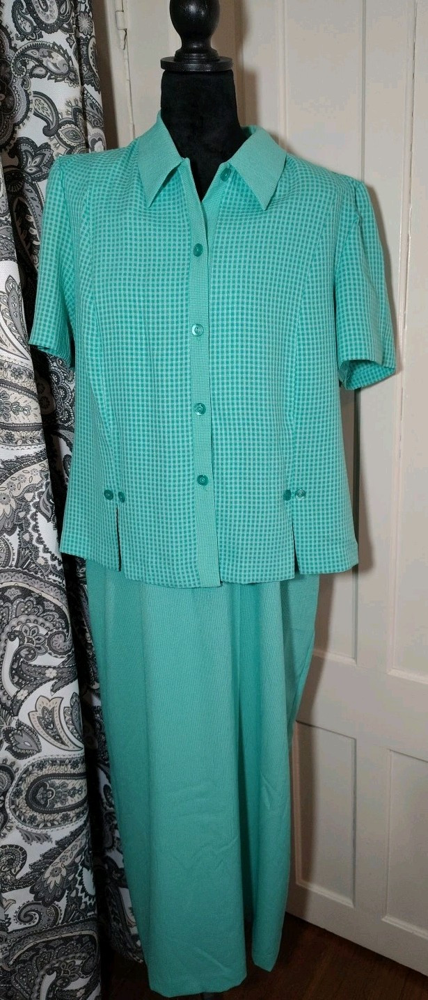 Miss Dorby Size 18 Vintage 2 Piece Aqua Dress