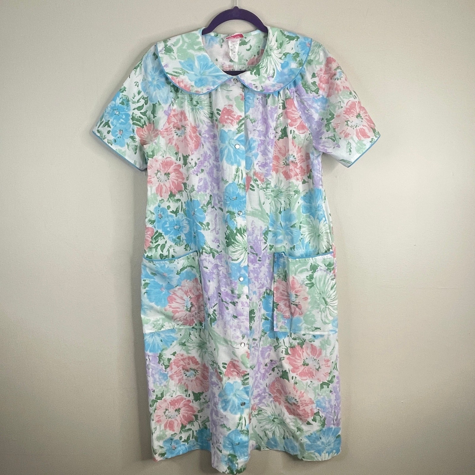 Vintage Grannycore Floral Robe Medium Cottage Patio Dress Loungewear House Coat