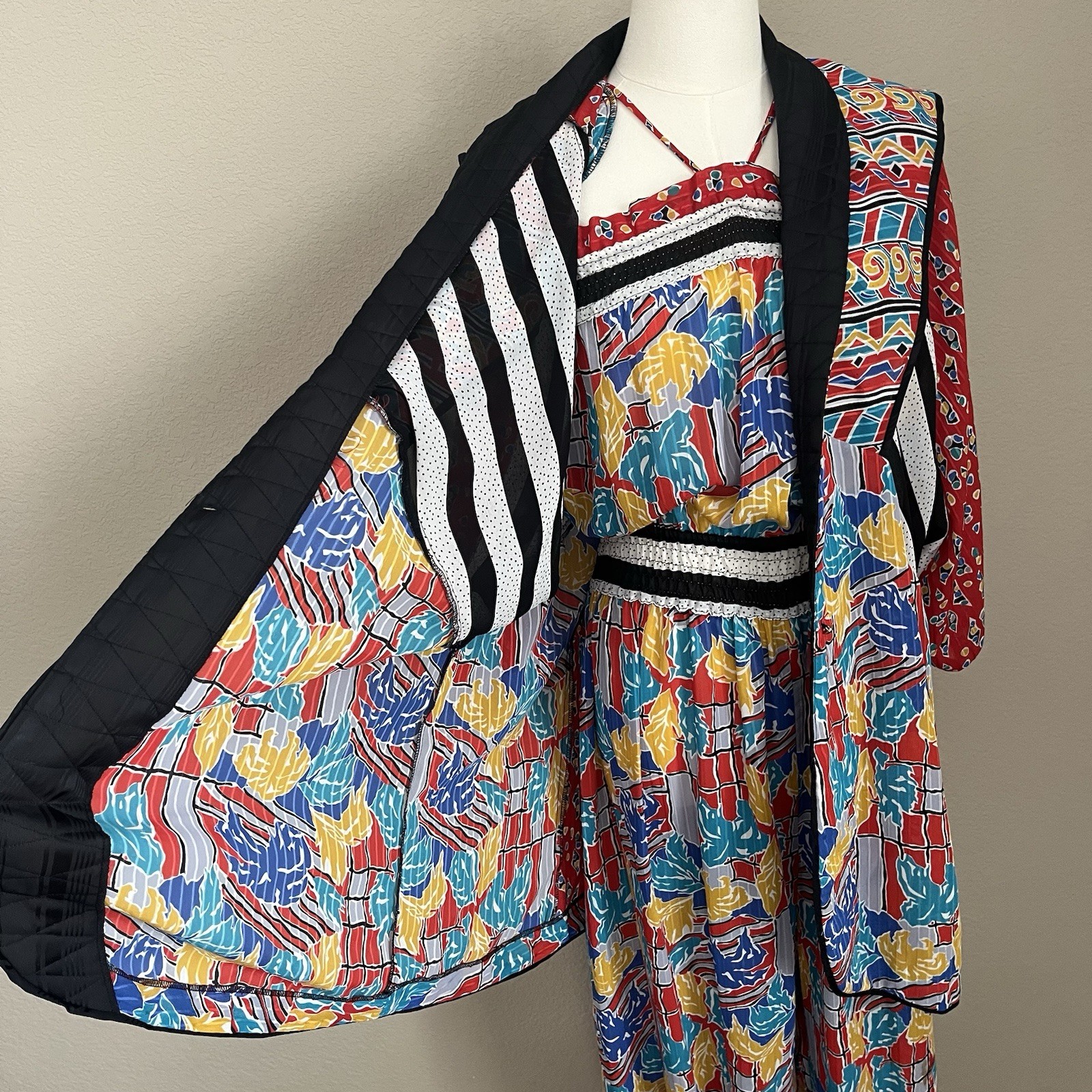 Very RARE 80s Diane Freis Georgette Lightweight Jumpsuit w/ Matching Jacket XS-L