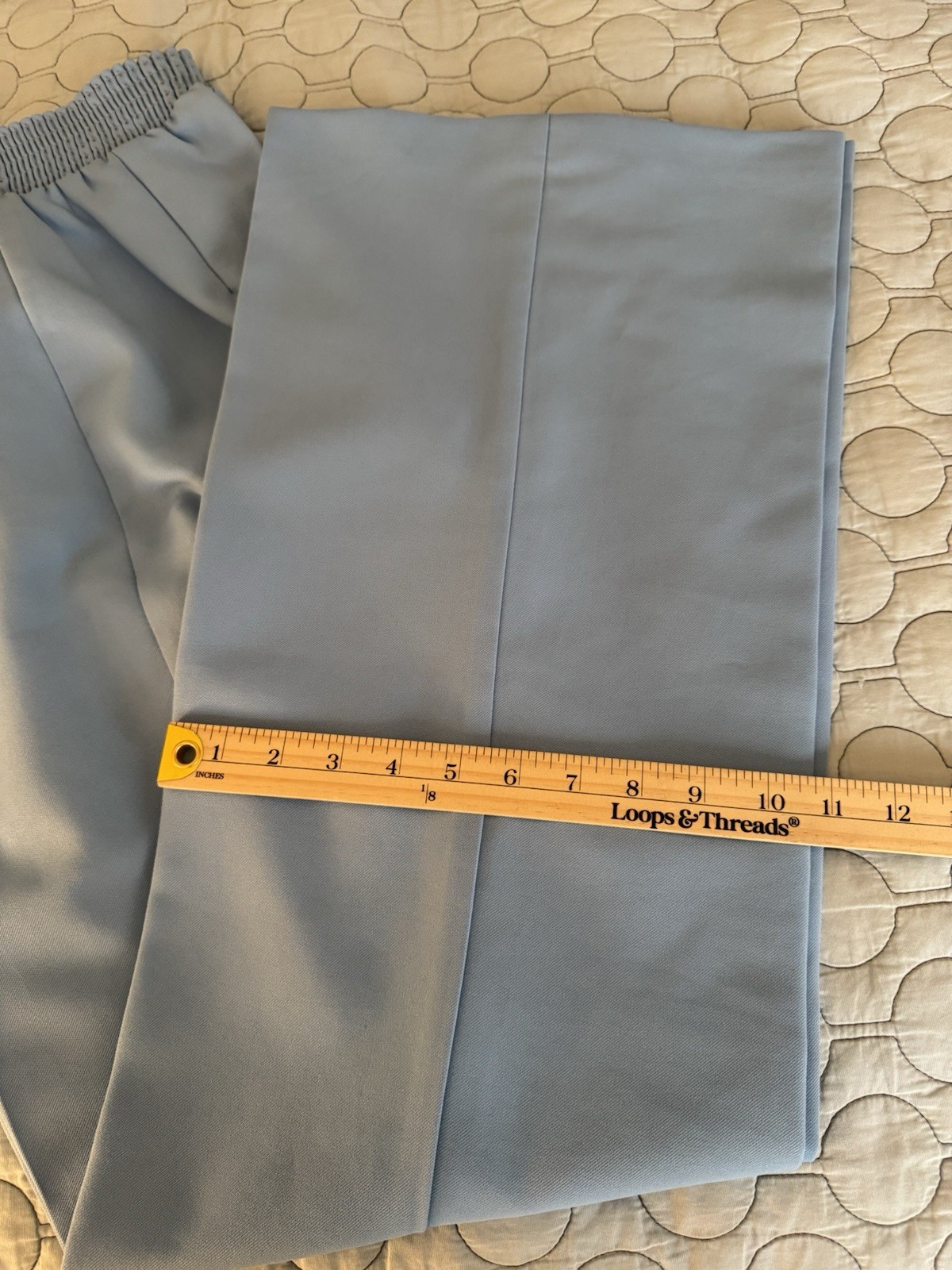 Vintage 1970’s Baby Blue Polyester Pants Flat Front Wide Leg High Rise