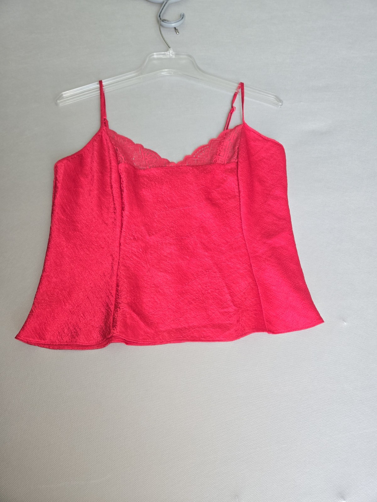 Victoria’s Secret Vintage Red Camisole Tank Top Lace Trim Size M Satin Cami