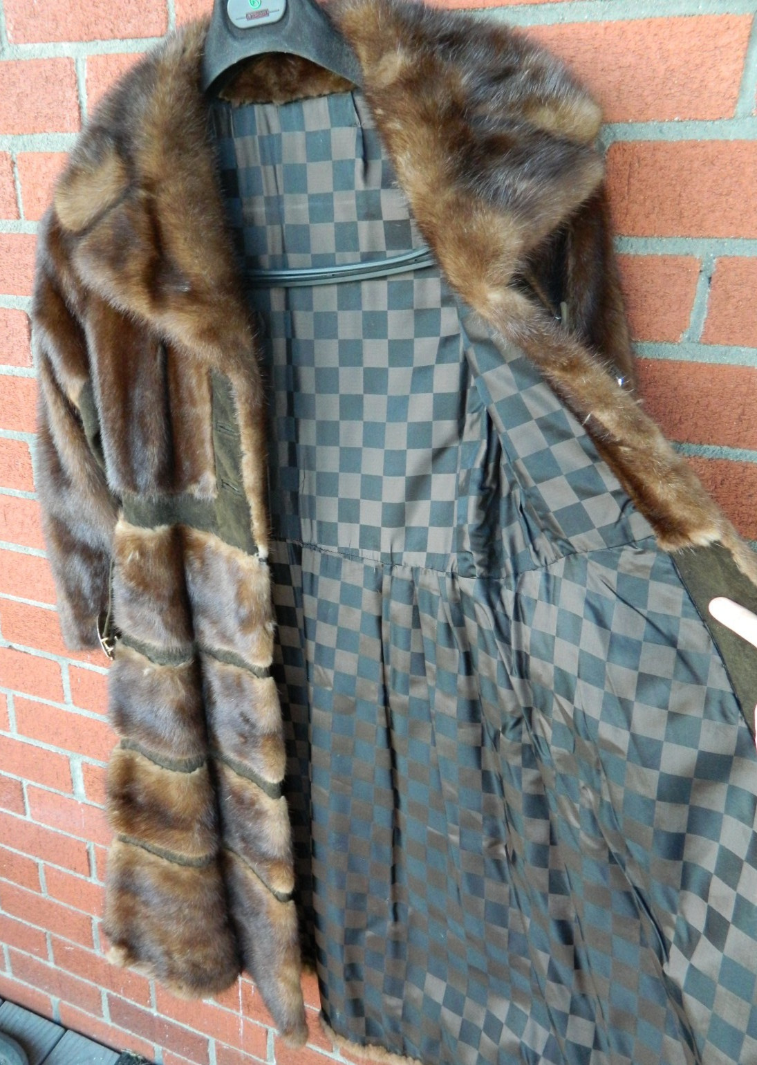 Vintage Real Mink Fur & Suede Metal Belted Coat Mod Paneled Design AS IS Medium