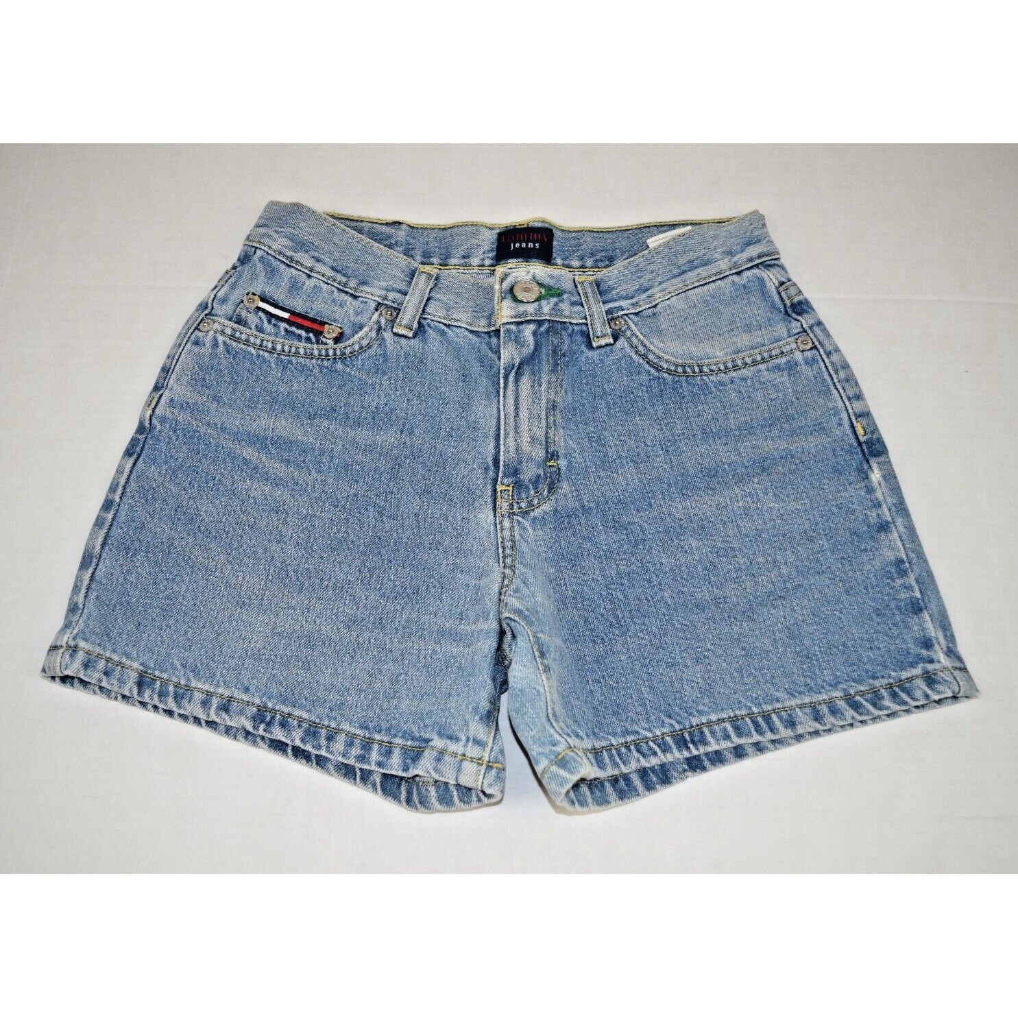 Jean Shorts Tommy Hilfiger Size 3 Y2K Blue Hipster Short Vintage Flag Logo