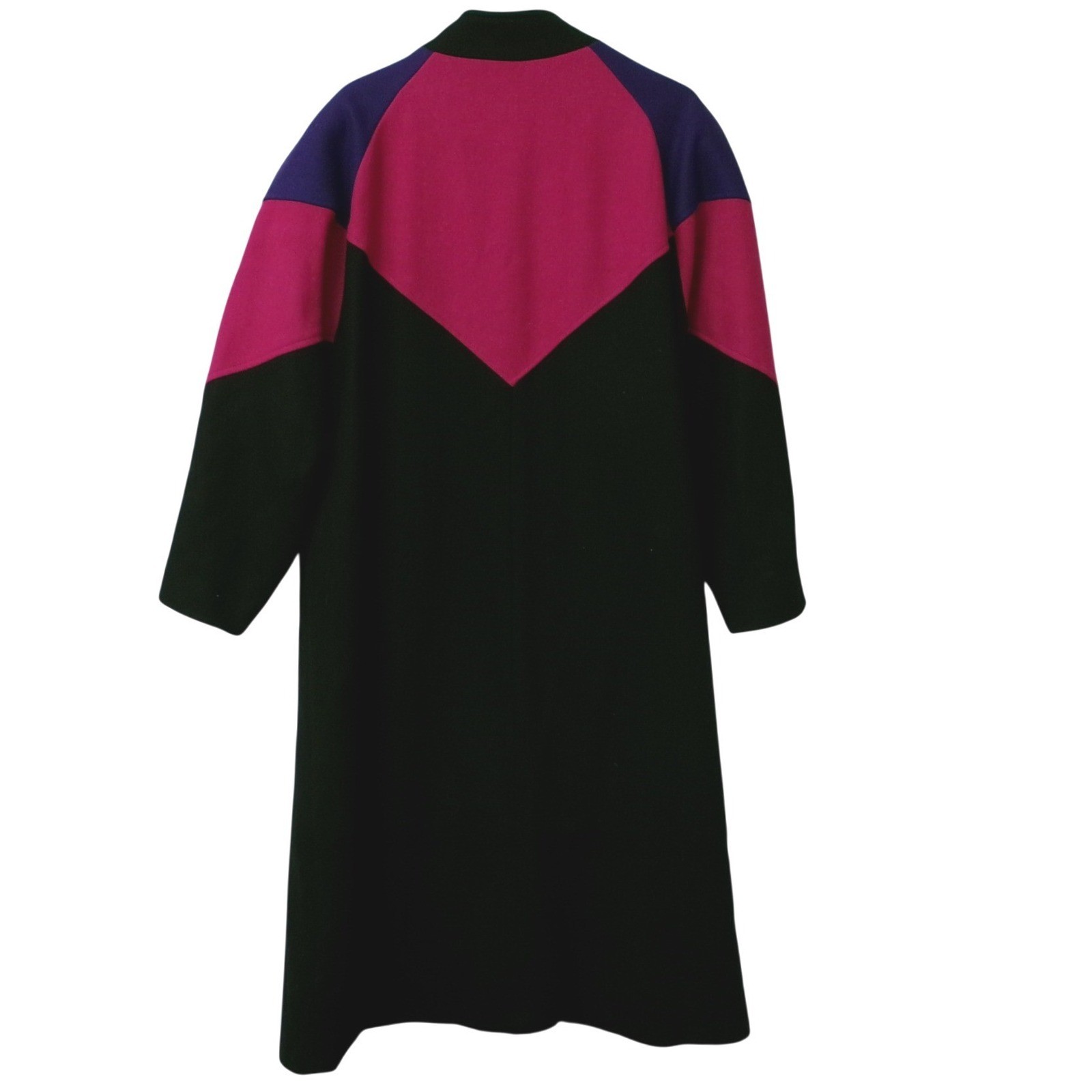 Komitor USA Vintage 80s Colorblock Wool Coat Magenta Purple Black Oversized XL