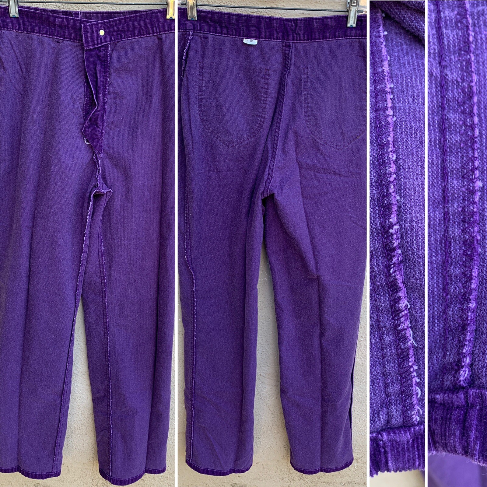 Vintage Purple LEVIS Corduroy Pants Wide Leg Sz 16 30 Waist Scovill Zipper 70s