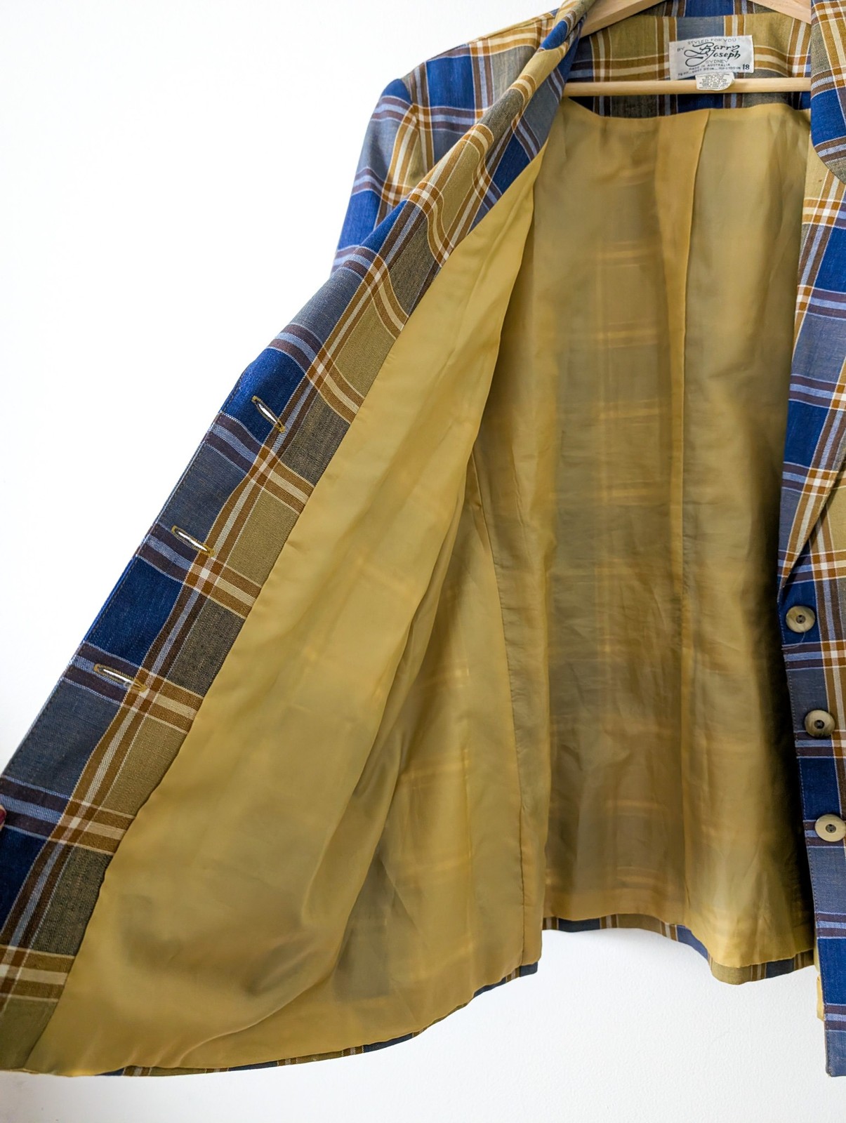 Vintage 90s Barry Joseph Plaid Blazer Jacket Made In Australia Size 18
