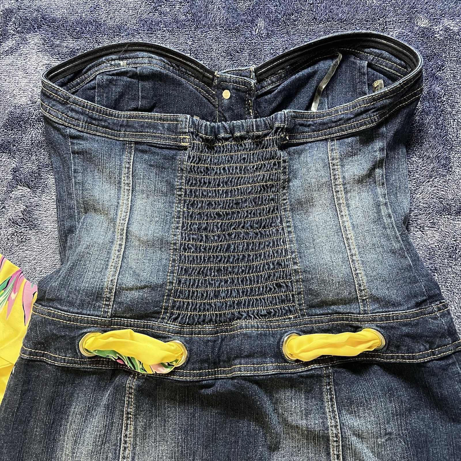 Vintage RARE Baby Phat Denim Corset Dress w/ Scarf Belt Blue Jean Bustier L