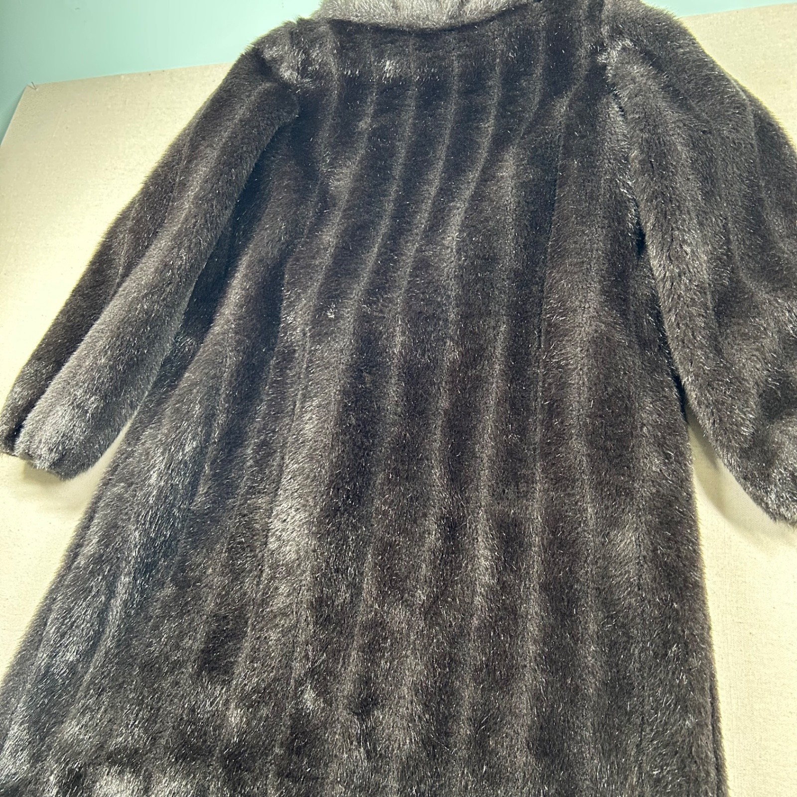 Vintage Monterey Fashions Faux Fur Coat Womens 14 Brown Mink Full Length USA
