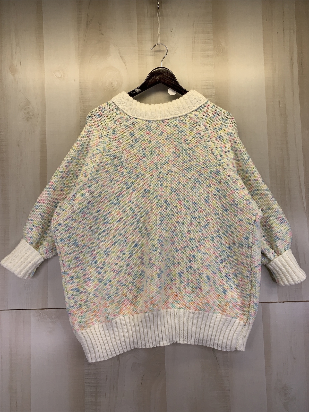 Vintage 1980-90s Handmade Knit Mutli-Color Womens Cardigan Sweater-8037