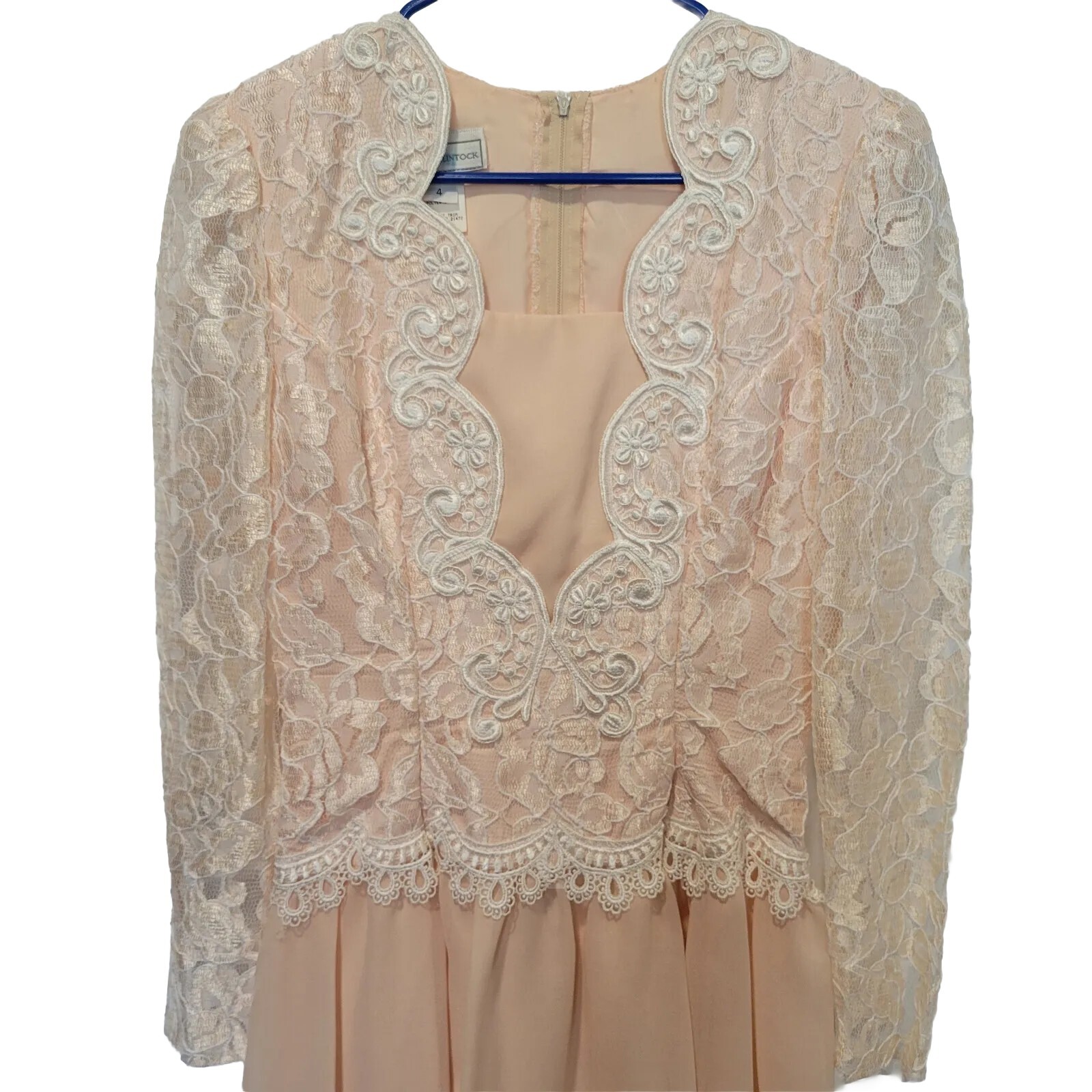 Vintage Scott McClintock Lace Bodice Chiffon Tea Length Dress Size 4 Romantic