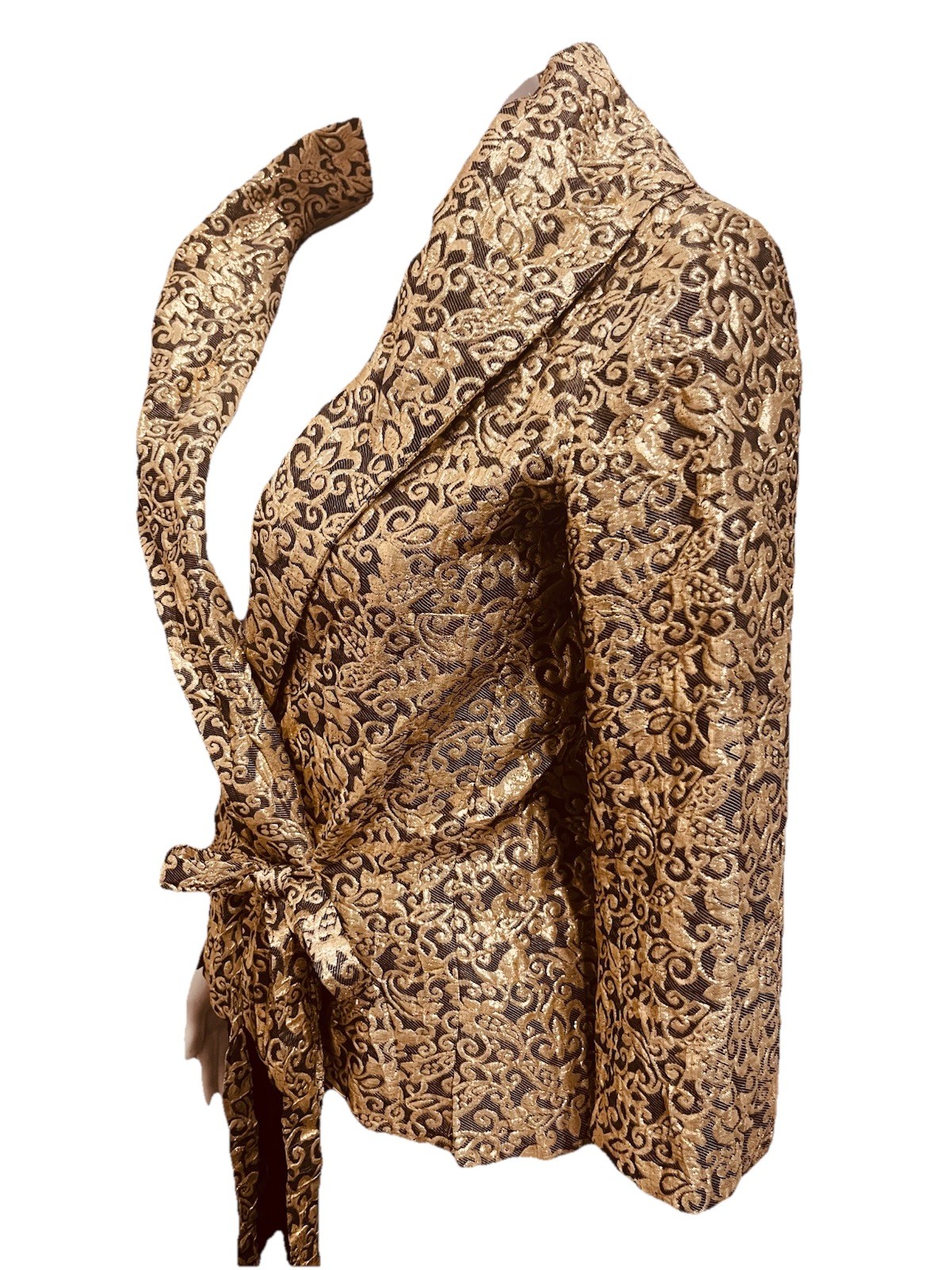 Marie Laure 23 Faubourg ST Honoré Paris Couture Hand Stitch Gold Lame Blazer VTG