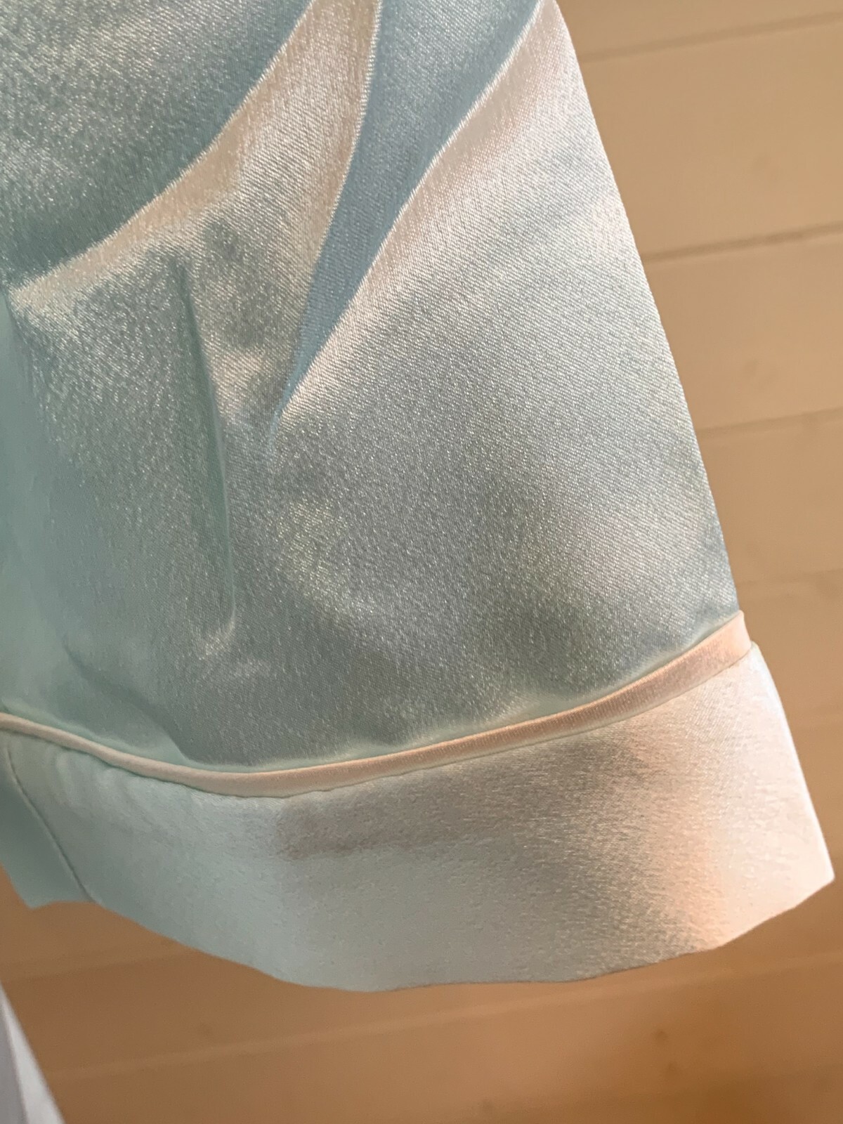 Vtg Eve Stillman Silky Soft Satin Button Front Long Sleeve Sleep Shirt Blue M