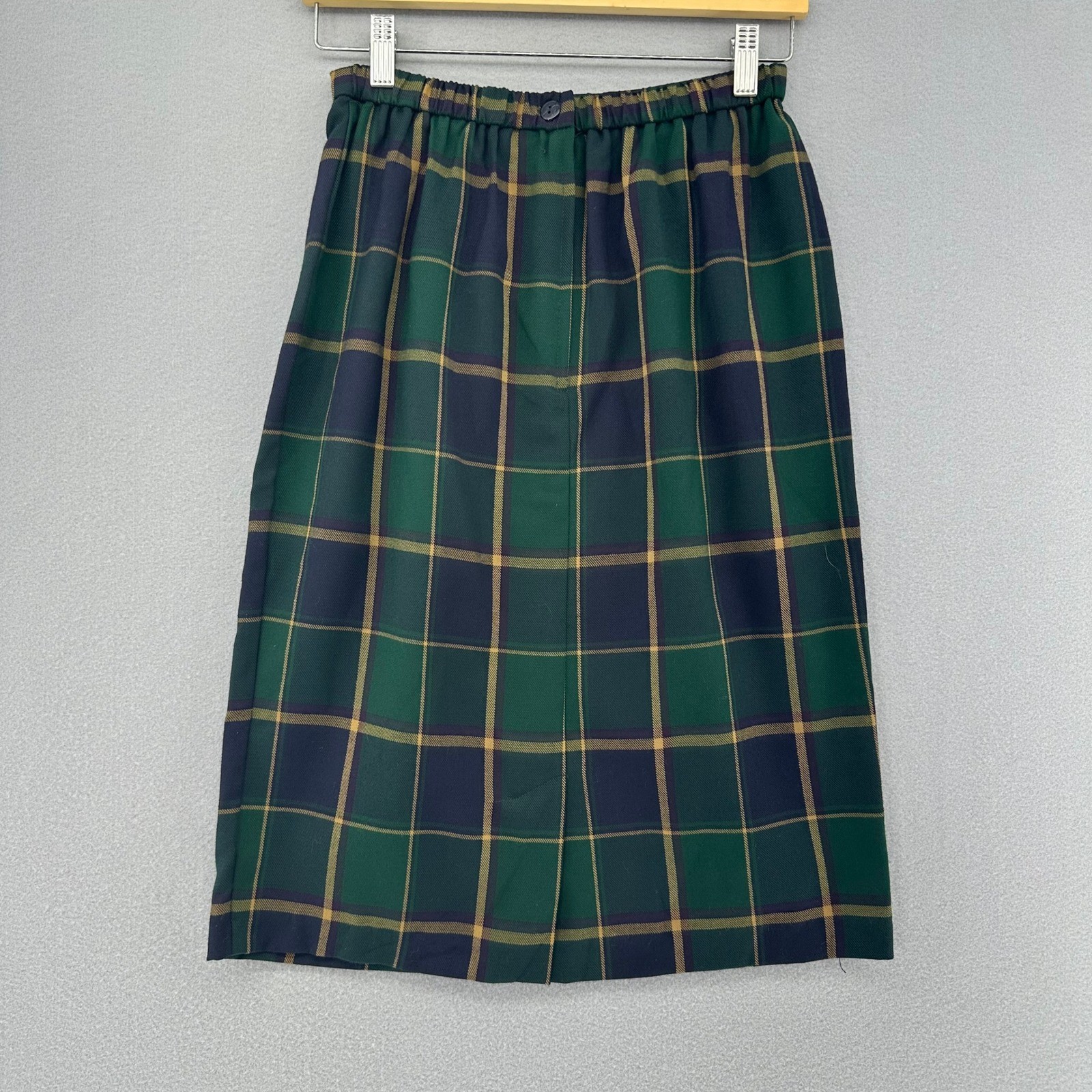 VTG Sunshine Starshine Green Navy Plaid Skirt Suit Blazer Set 8 DEADSTOCK Career