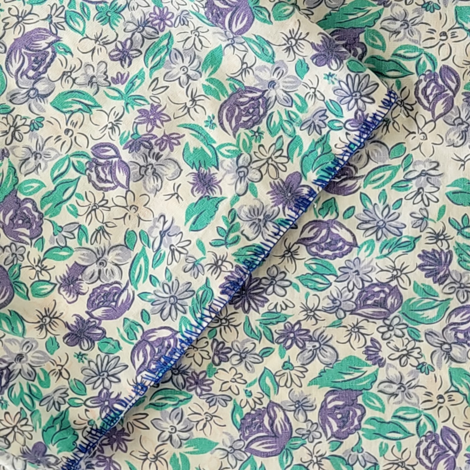 Vtg 80s Best American Clothing Co Floral Blouse Short Sleeve Reworked Serge Edge