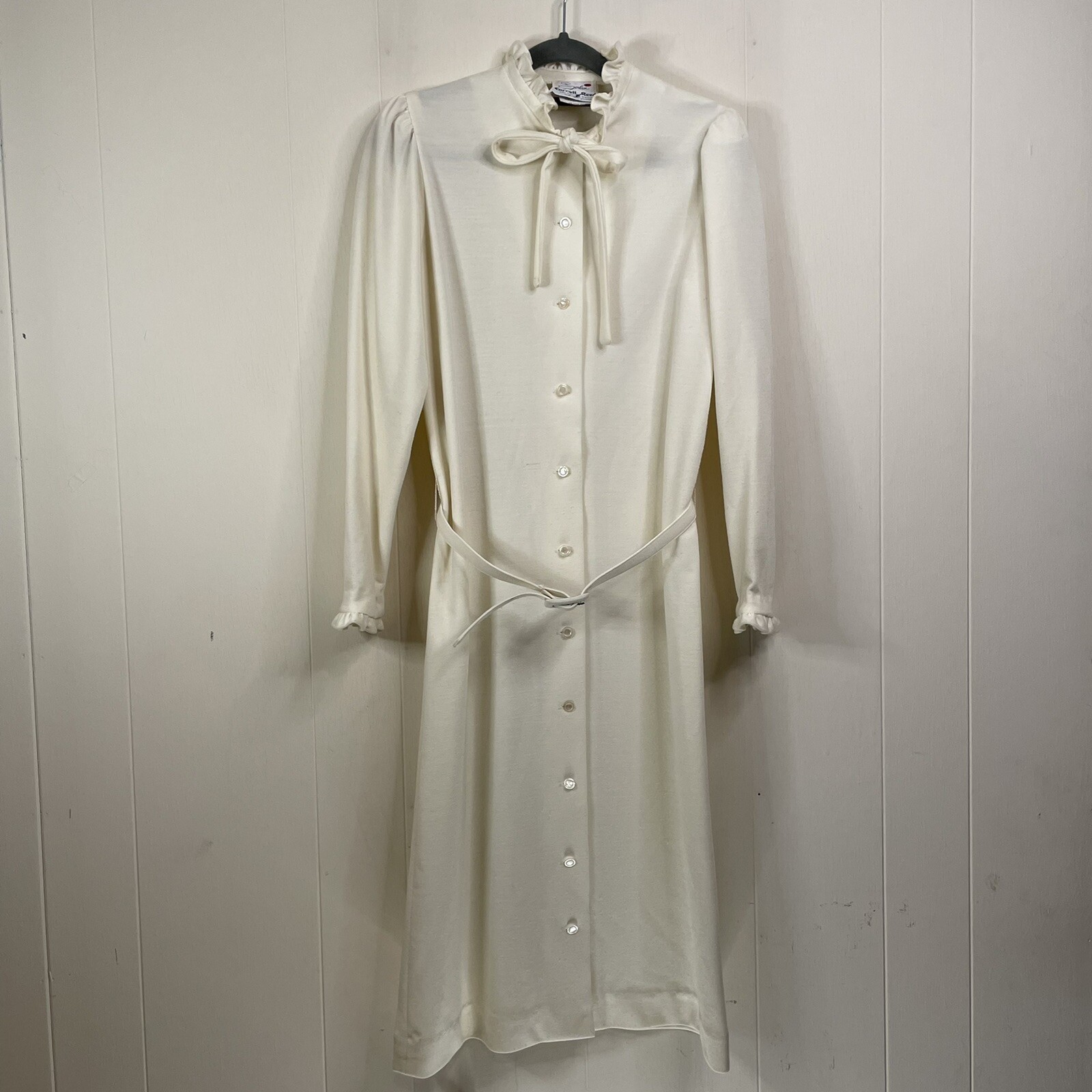 Vintage Serbin Caroll Reed Ski Shop Dress Ruffle Cream Ivory Women’s Size 8
