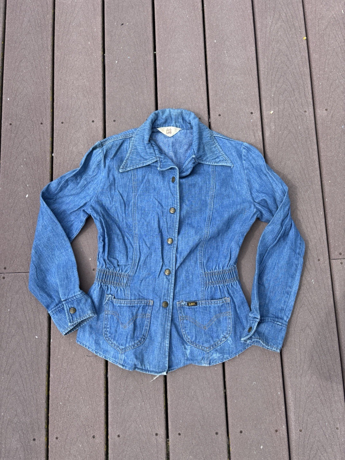 Vtg 1970s Lady Lee Denim Jacket Size Small Medium Blue Jean western top hippie