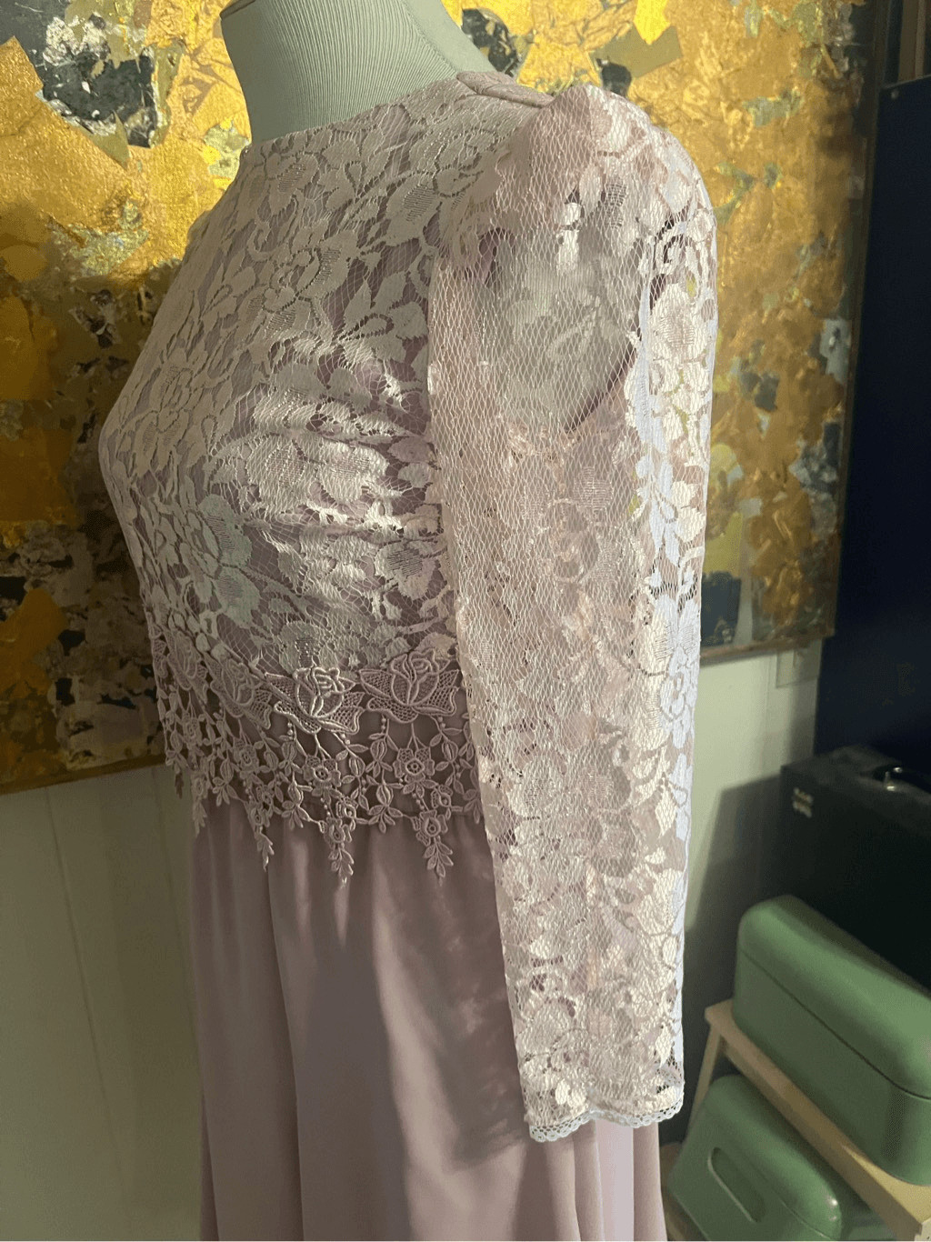 WOW NWT $138 Vintage Mavinette Pink Lace & Poly Mother of The Bride Formal Dress