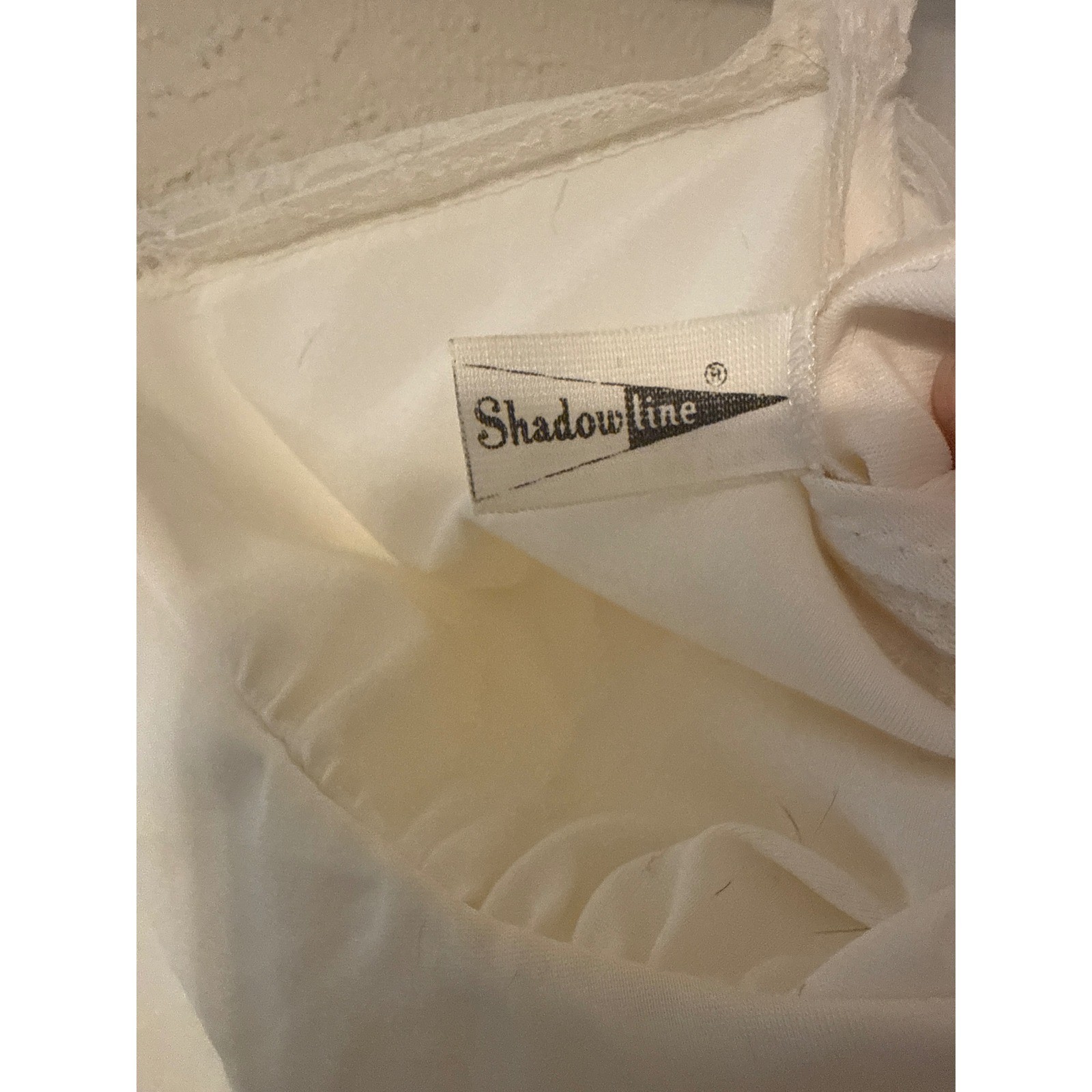 Vintage Shadowline White Nylon Antron III Full Slip Lace Trim 34 Short