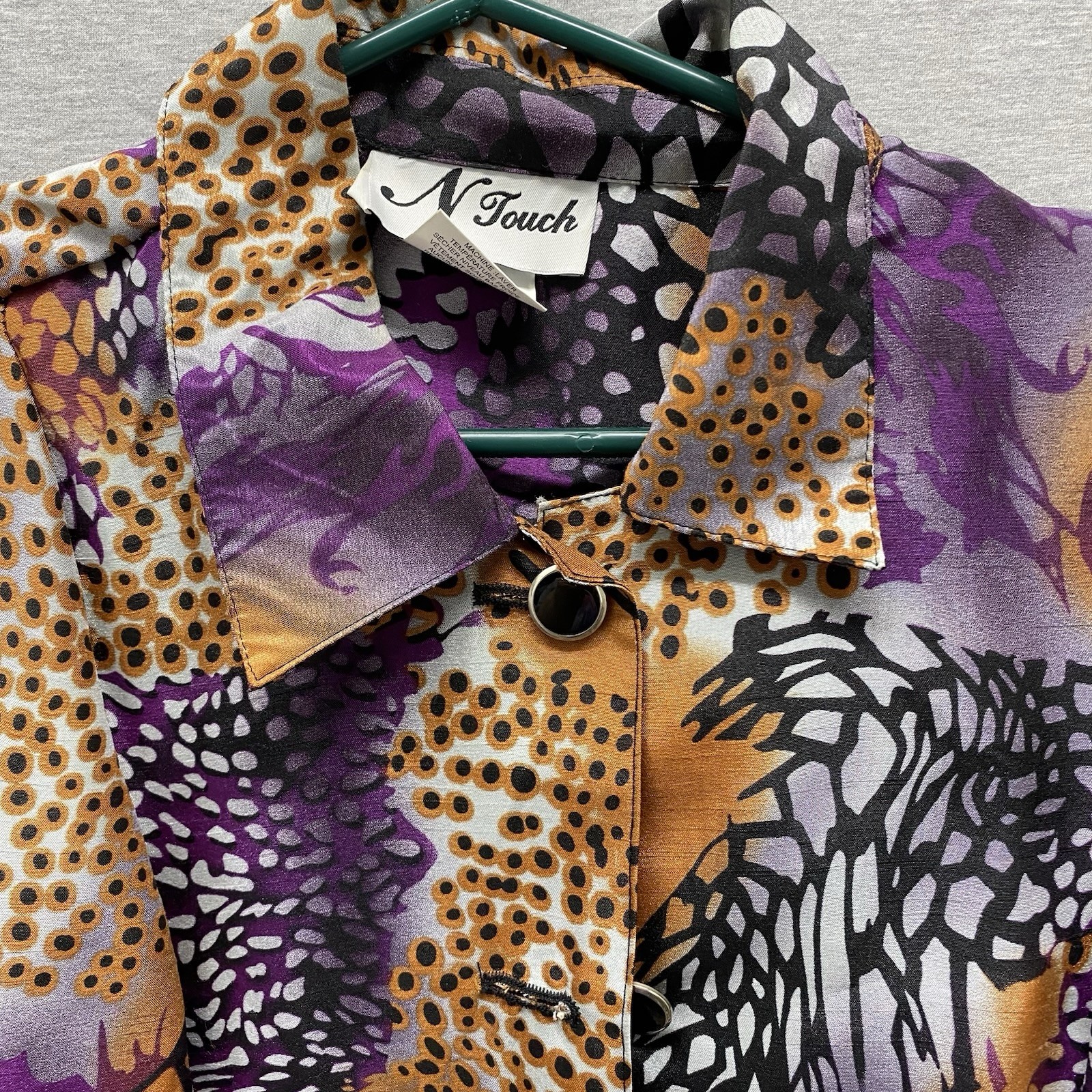 Vintage 1980’s N Touch Jacket Size 16 Multicolor Long Sleeve Button Art Print
