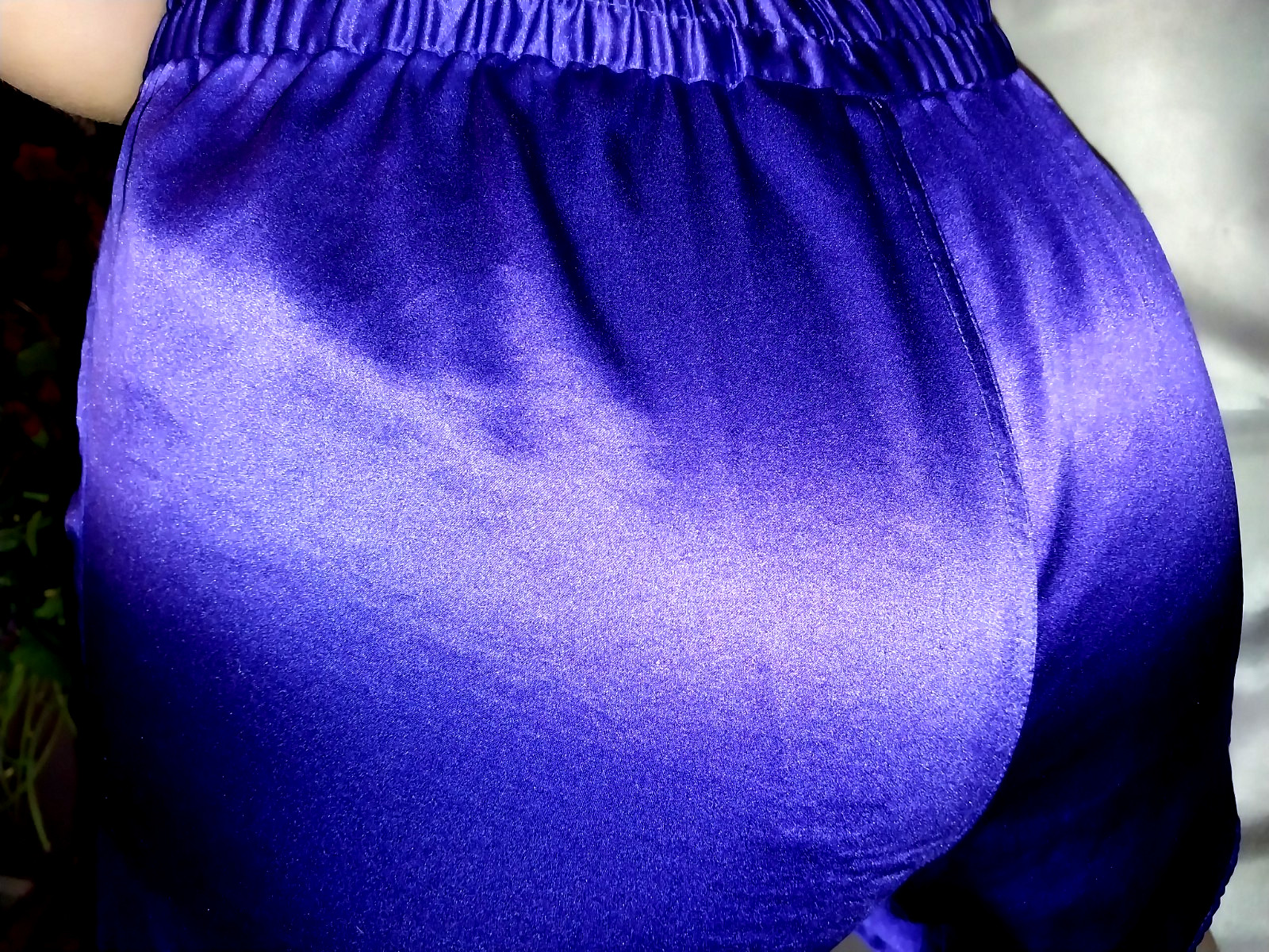 VTG SATIN GRAPE PURPLE PLEATED ZIP UP KNICKERS BLOOMER SHORTS 80S SHINY 1987 SPM