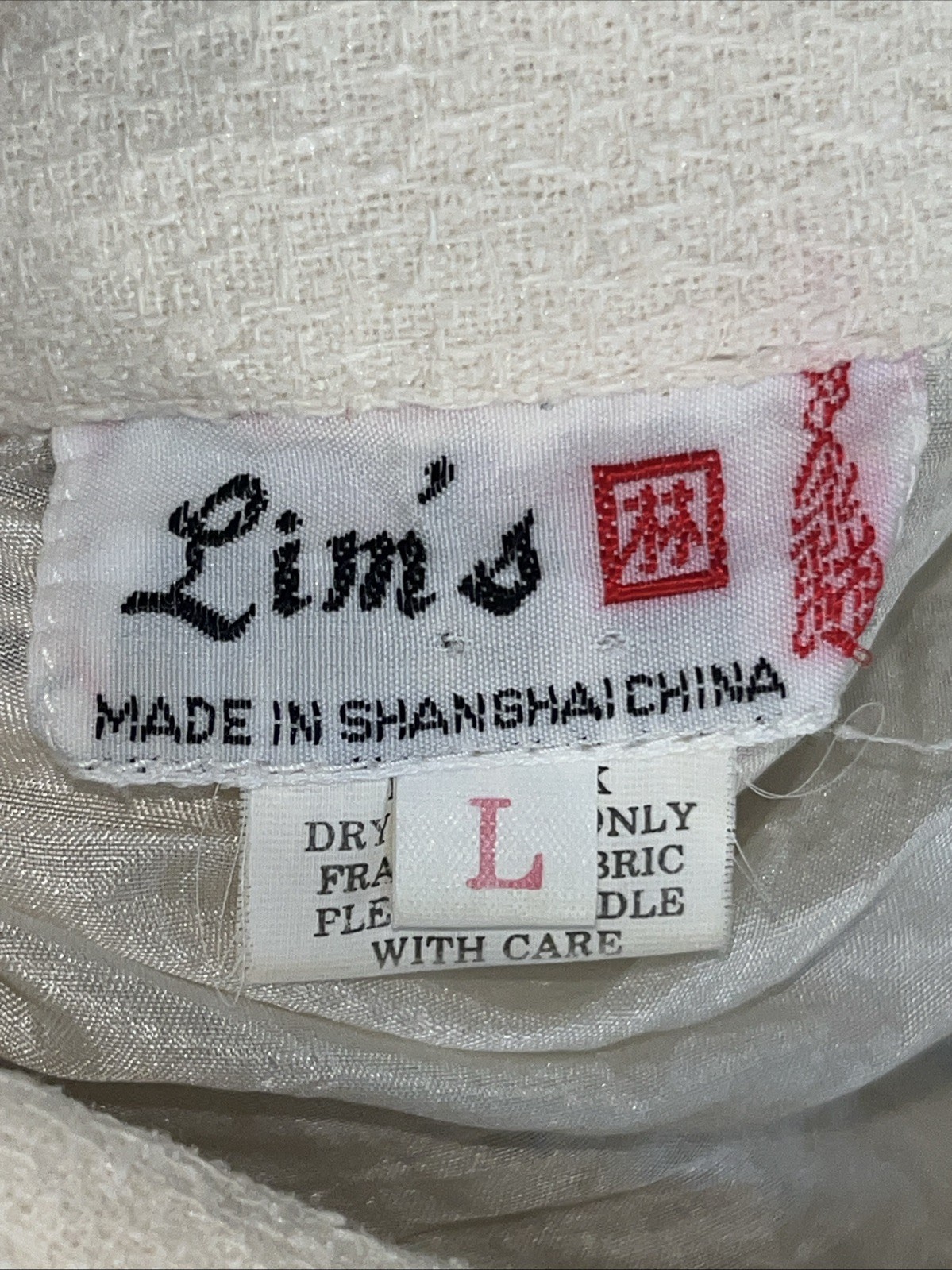 Vintage Lim’s Button Front Crochet Shirt Cream Silk