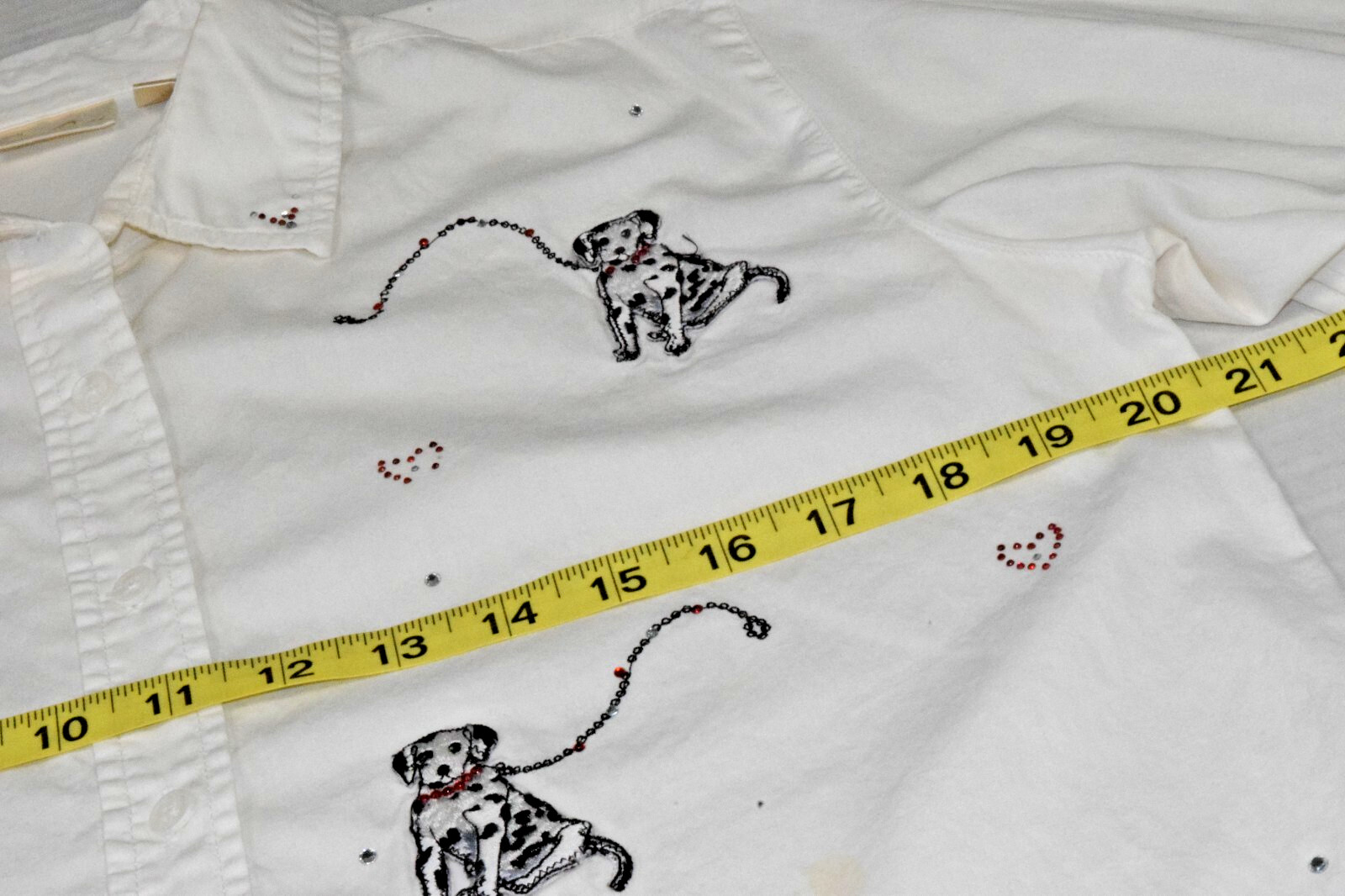 Vintage Bobbie Brooks Shirt Size S 90s Dalmatians Hearts Bedazzled Soft Cotton