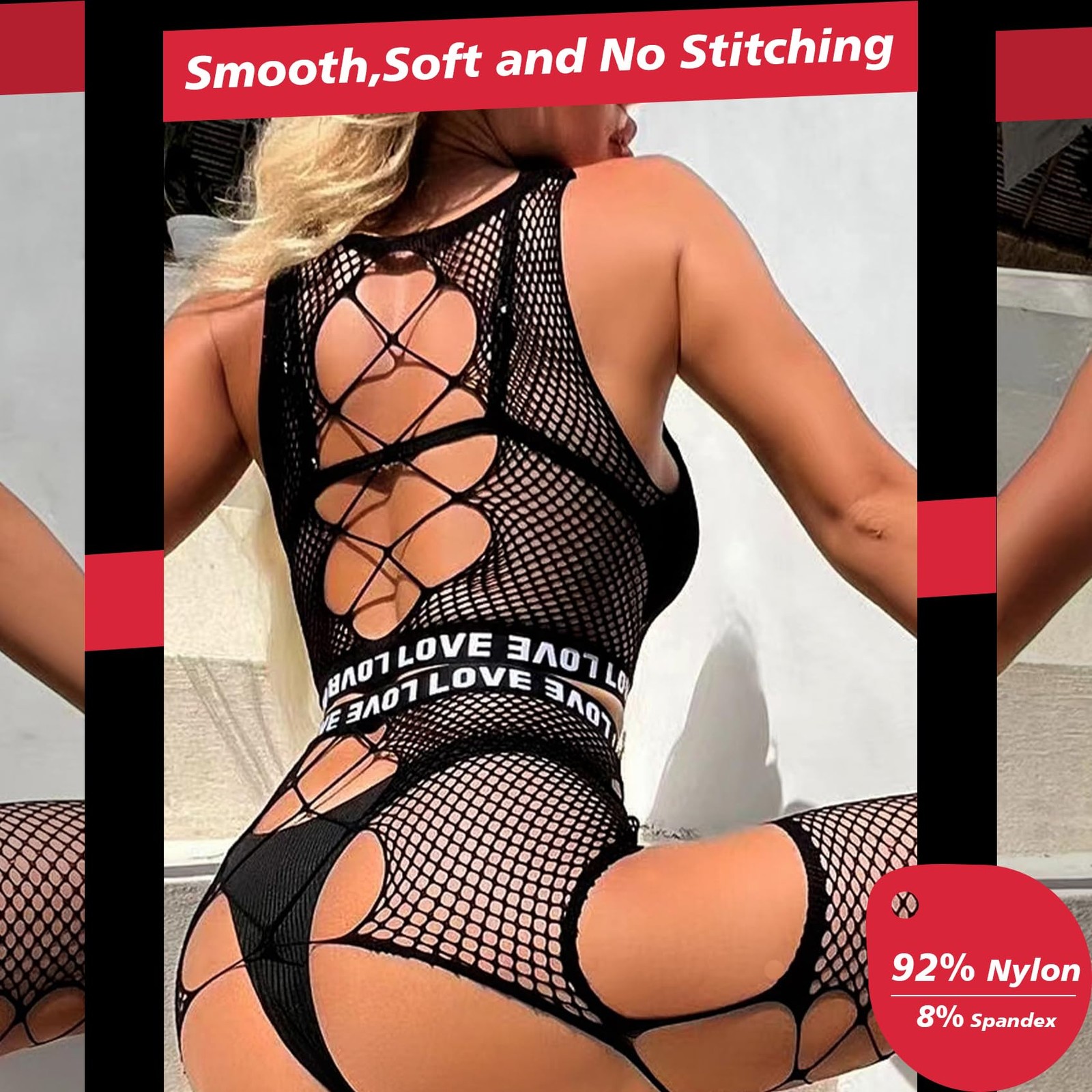 Famstar Sexy Lingerie for Women Naughty Fishnet One Size, Black Bodysuit7