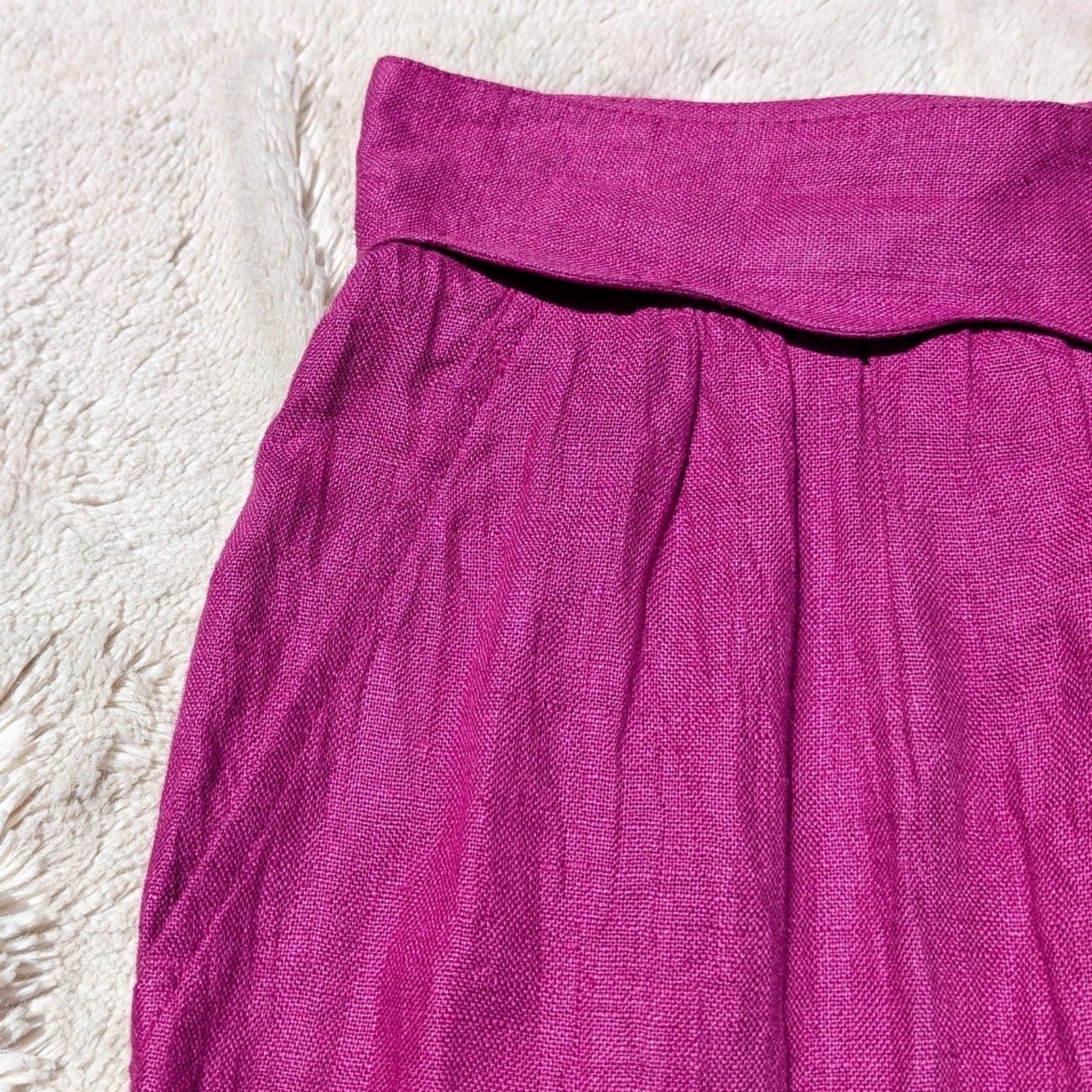 VTG 80s Does 50s Umberto Ginocchietti Italian Pink/Magenta Linen Pencil Skirt/XS