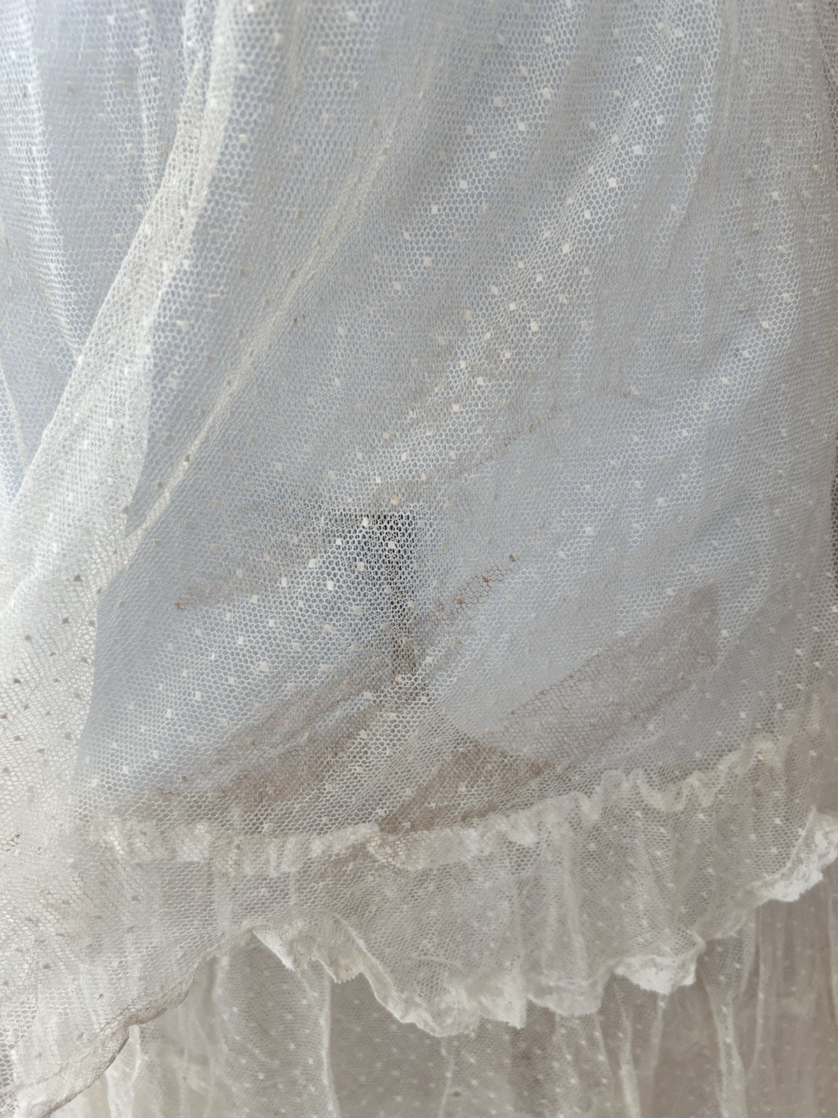 Antique Edwardian Dress 1920 Ivory Mesh Lace 32 XS S Vintage Wedding Gown