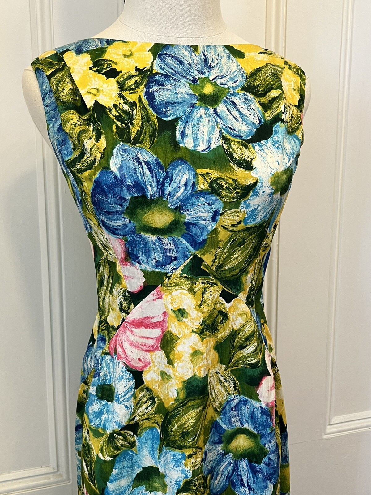 1950s Hawaiian Floral Print Short Dress Kiyomi Hawaii 1960s Caped Cotton