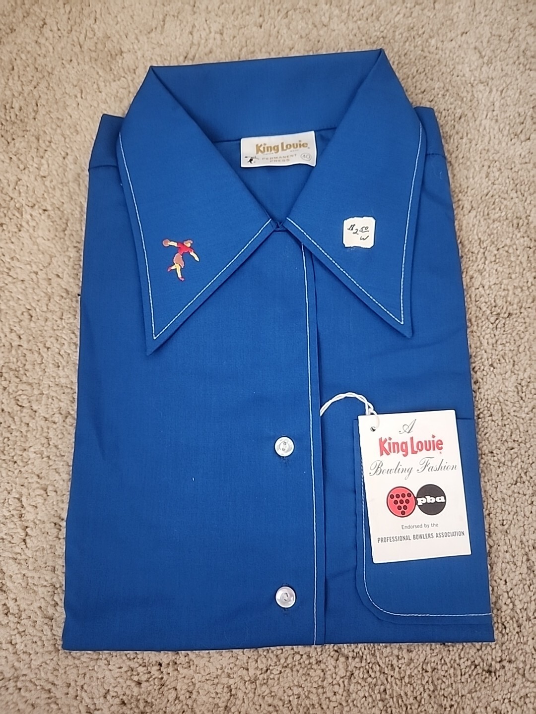 NWT VINTAGE Blue King Louie Bowling Shirt Womens Size 34
