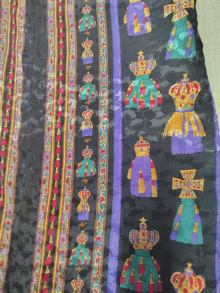 Rare Vintage 80s Ruth Norman CAFTAN MAXI DRESS Geometric Crown USA MADE L