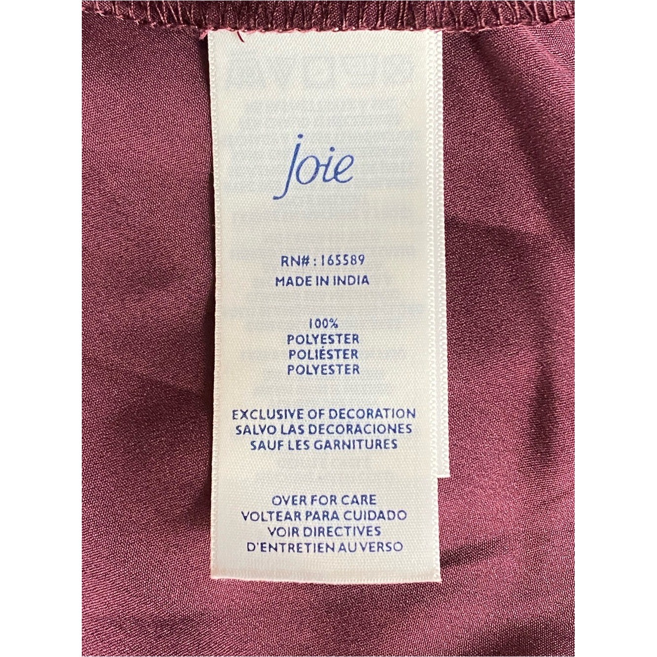 Joie High-Neck Smocked Deep Wine Blouse Top Sheer Long Sleeves Size XL