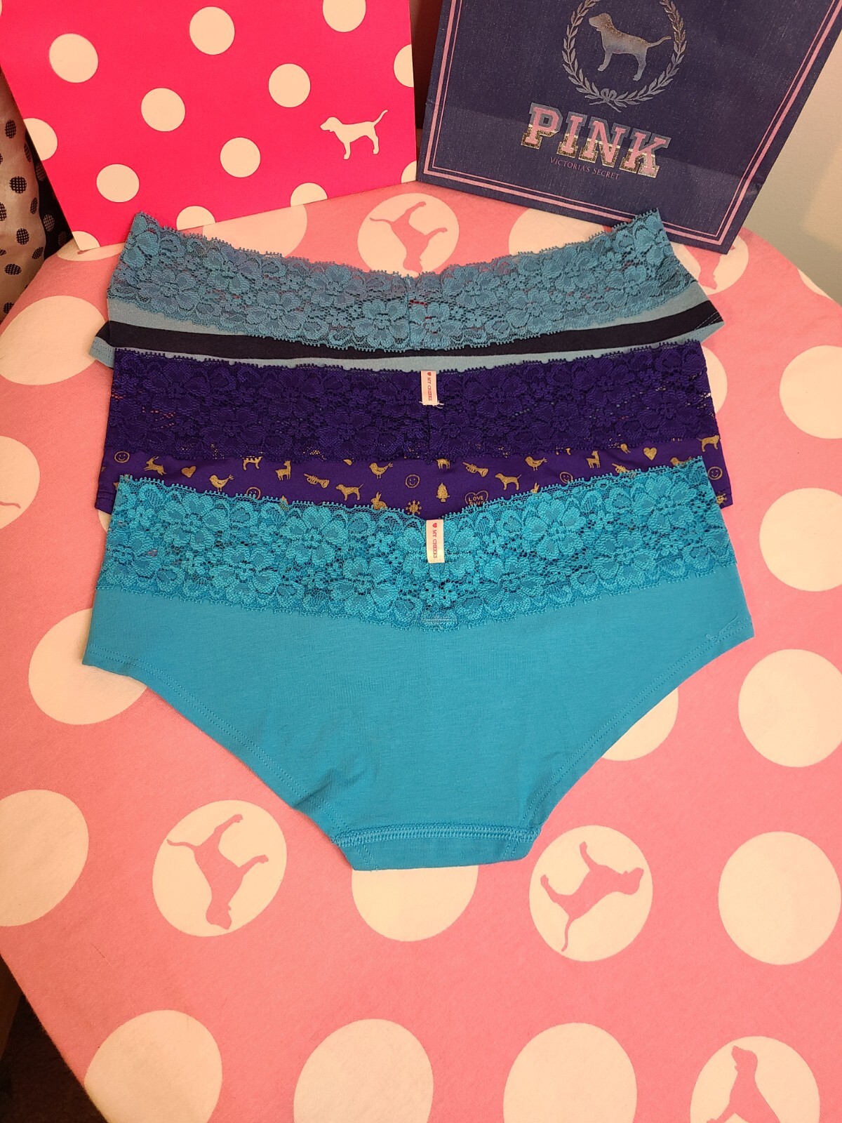 Y2K Vtg VS PINK 3pk Extra Low-rise Hipster Panties Size XS 💙