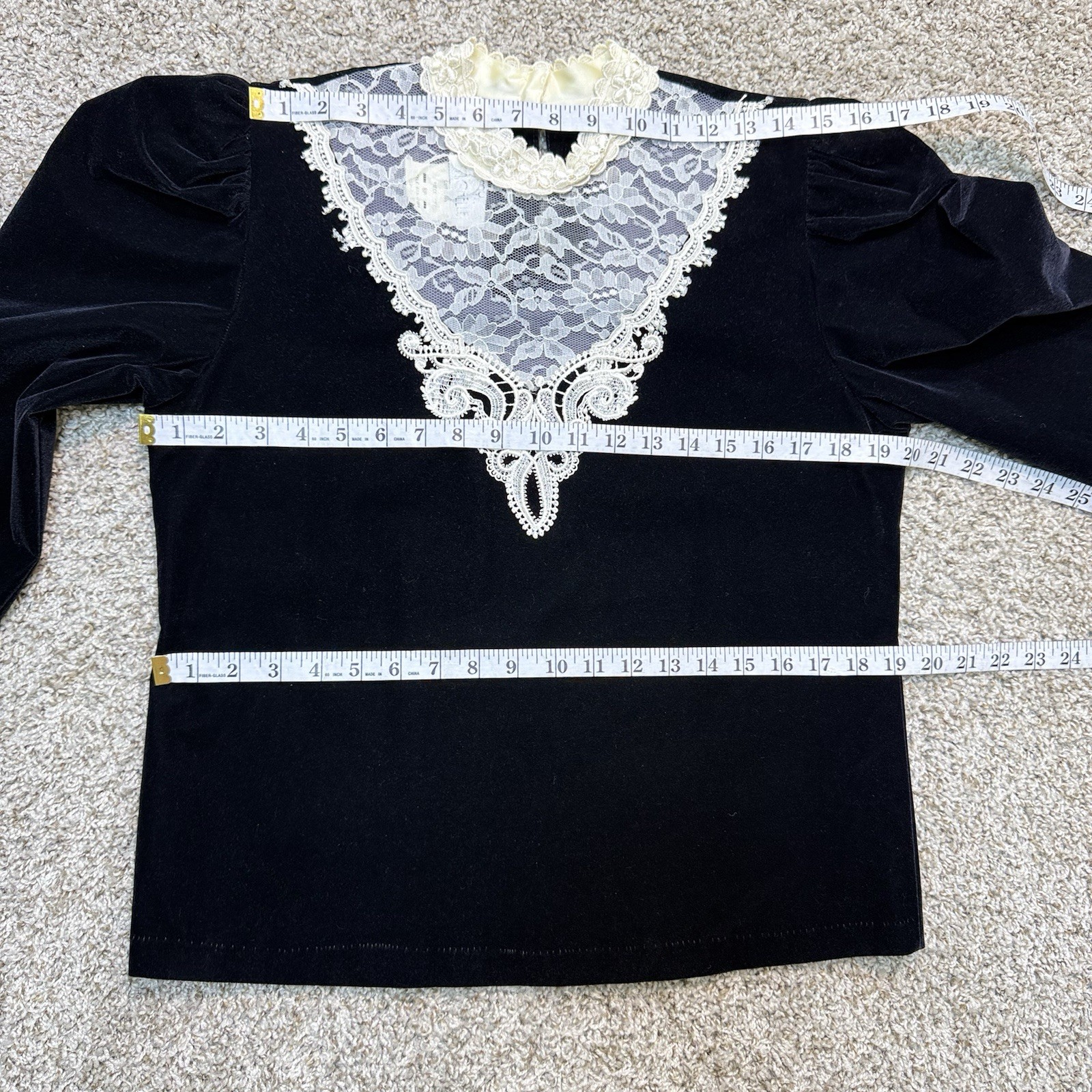 VTG 80s My Michelle Black Velvet Skirt Set 8P Lace Victorian Goth USA 2 Piece