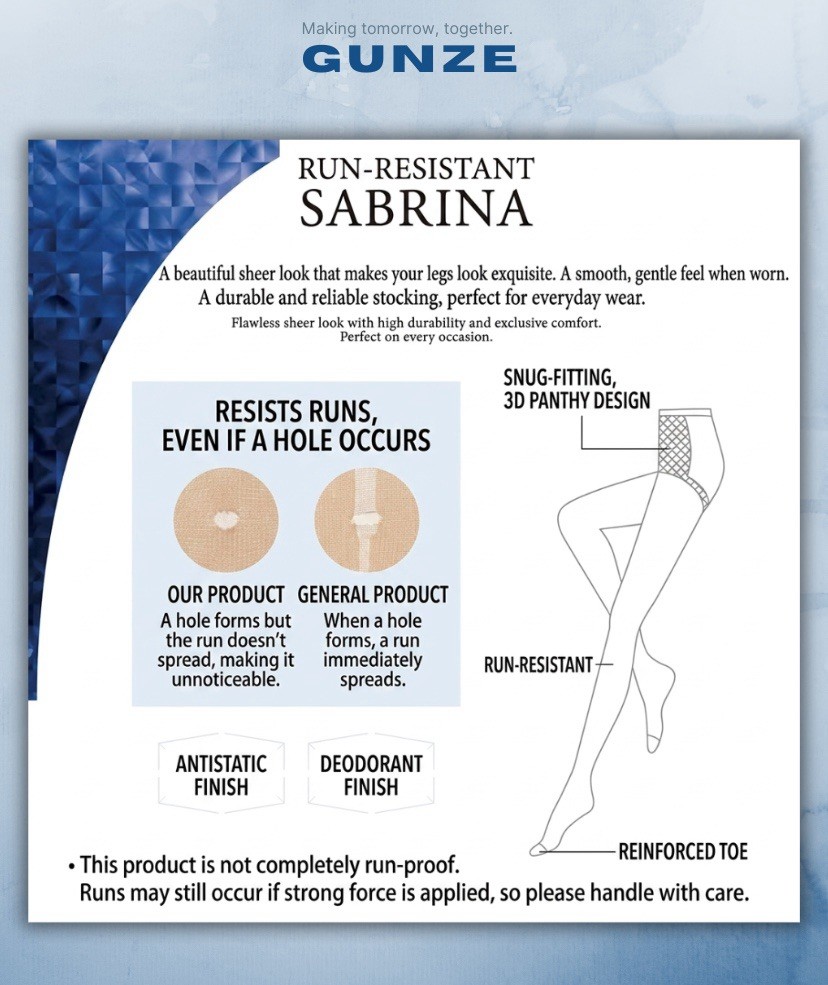 GUNZE SABRINA 3-Pairs Beautiful Sheer Finish Stockings L-LL 389 Natural Beige